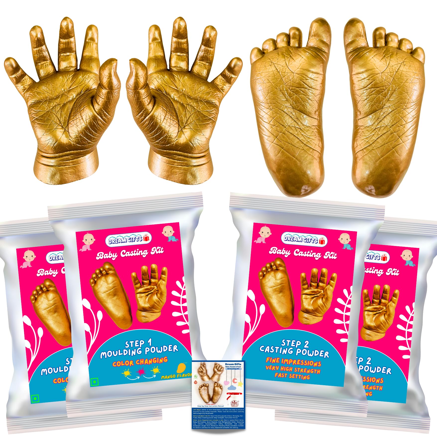 Dream Gifts Baby 2 Hands or Feet 3D Casting Kit (Moulding Powder 350 GMS, Casting Powder 500 GMS, Yellow)