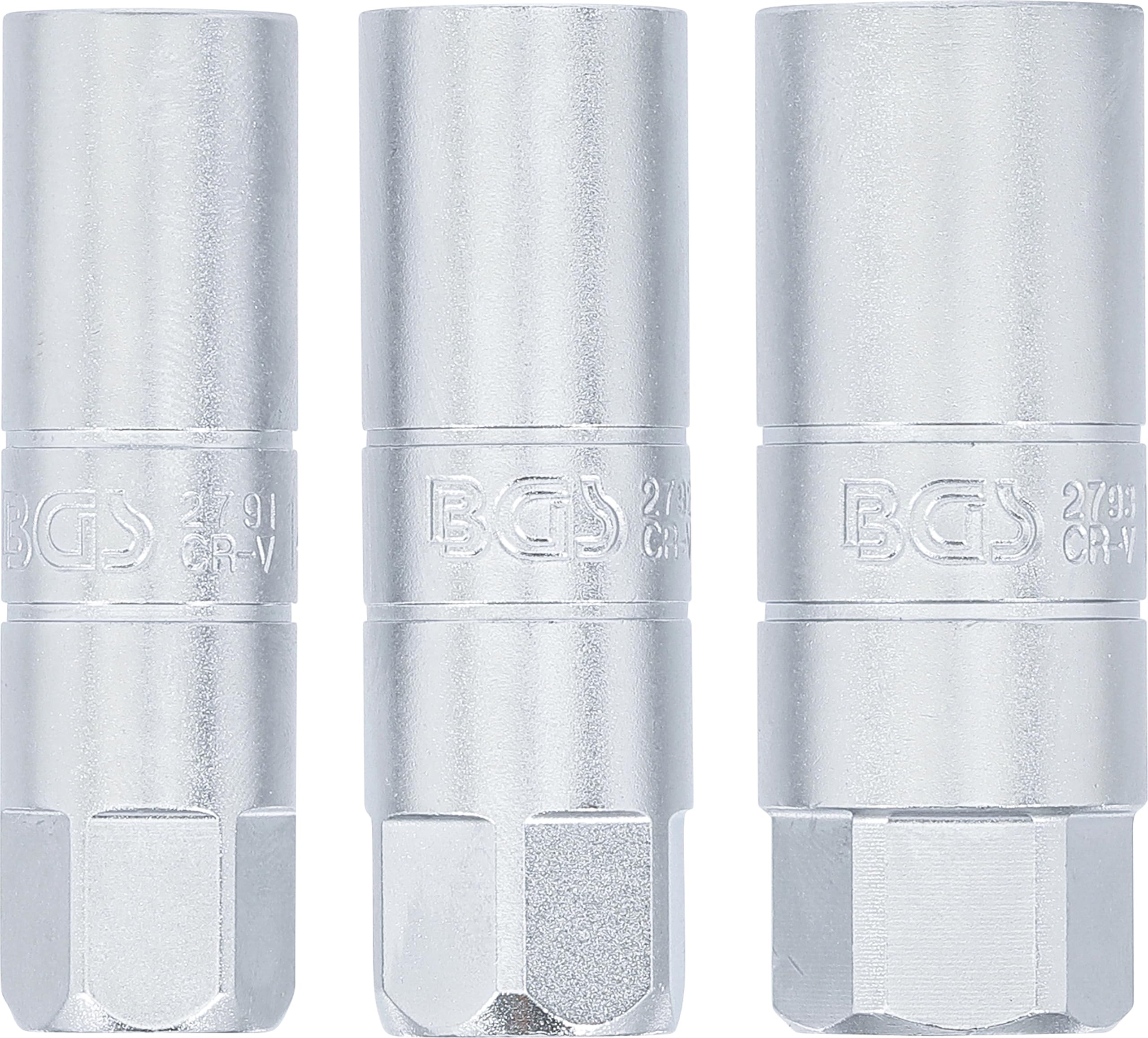 BGS 6858 | Serie di bussole poligonali per candele | 10 mm (3/8") | 14 - 16 - 18 mm | 3 pz.