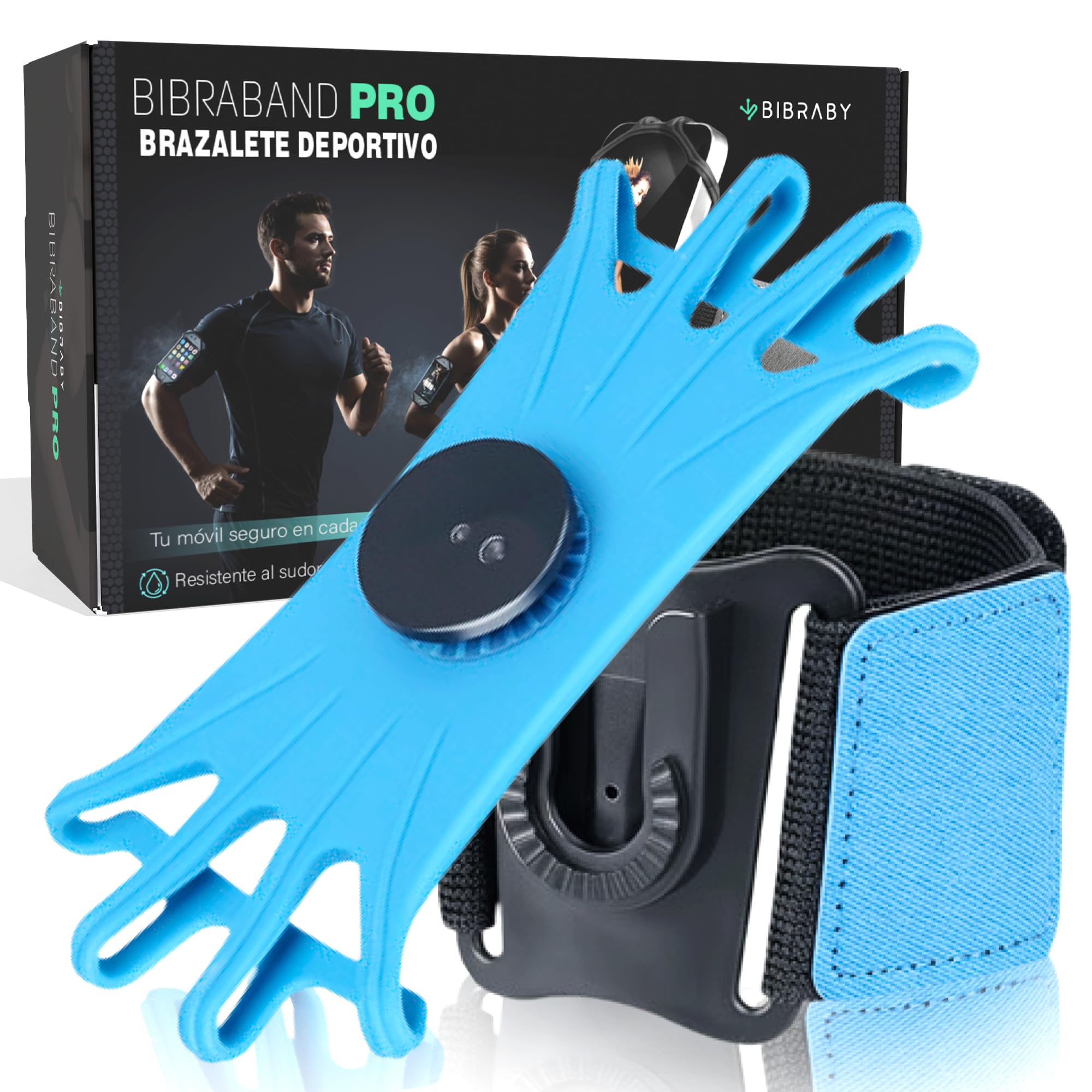 BIBRABY Super Brazalete móvil en Funcionamiento Running | Soporte Universal para movil Ajustable a Brazo y muñeca | Accesorios Antideslizantes | Correr Caminar Gimnasio | Phones hasta 7'' (Negro) — view 9