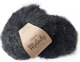 Soft and Lightweight Yarn Made from Superfine Alpaca and Merino Wool, Drops Melody, 1.8 oz 153 Yards per Ball (05 Black)