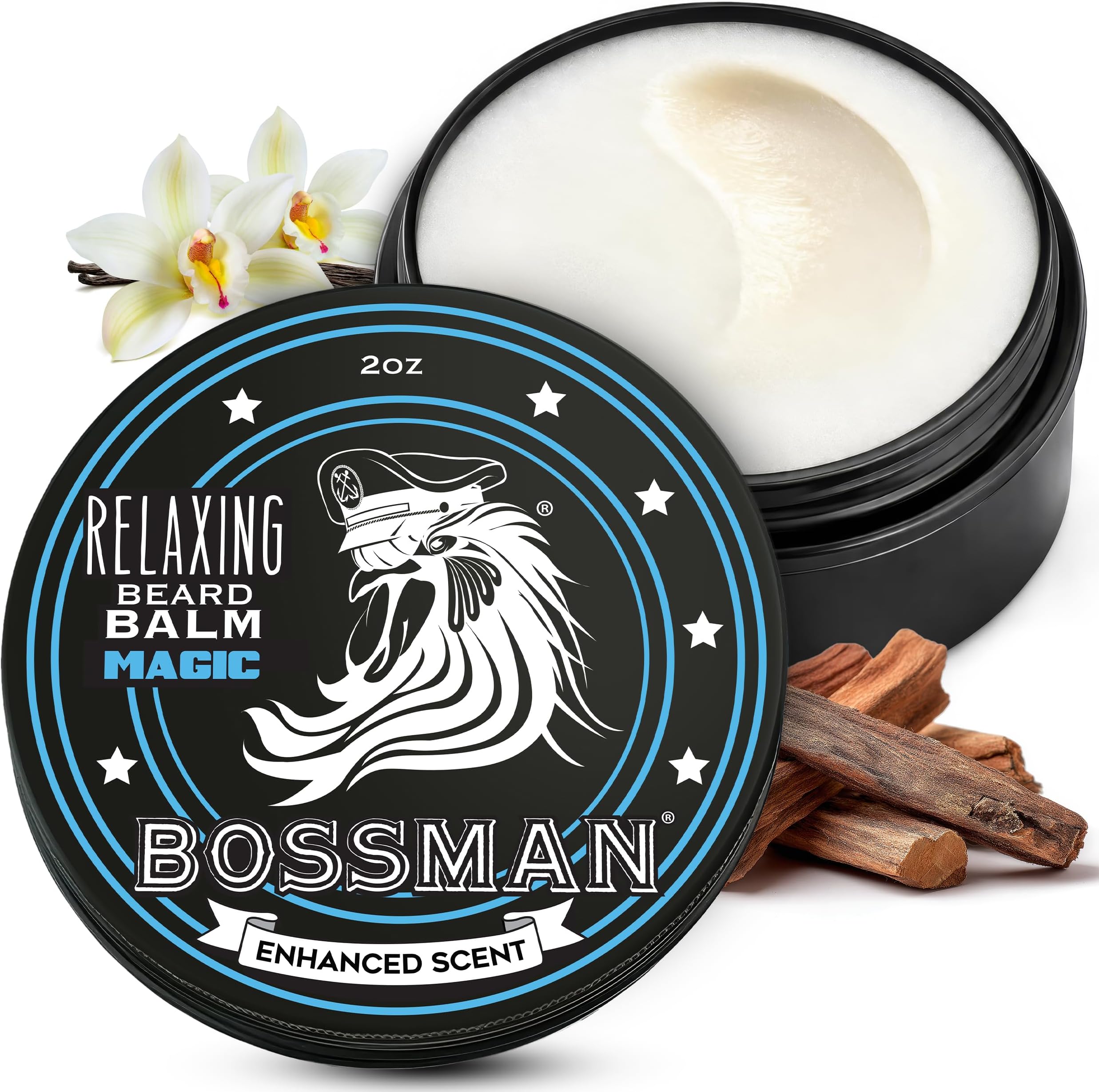 Bossman Relaxing Beard Balm for Men (Magic Scent) – Tames, Relaxes, Thickens & Softens for Ultimate Beard Care – Made in USA