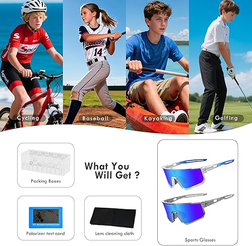 Miniatura 7 de Gafas de sol deportivas polarizadas, protección UV400, para exteriores, para hombres, mujeres, jóvenes, béisbol, ciclismo, correr, conducir, golf