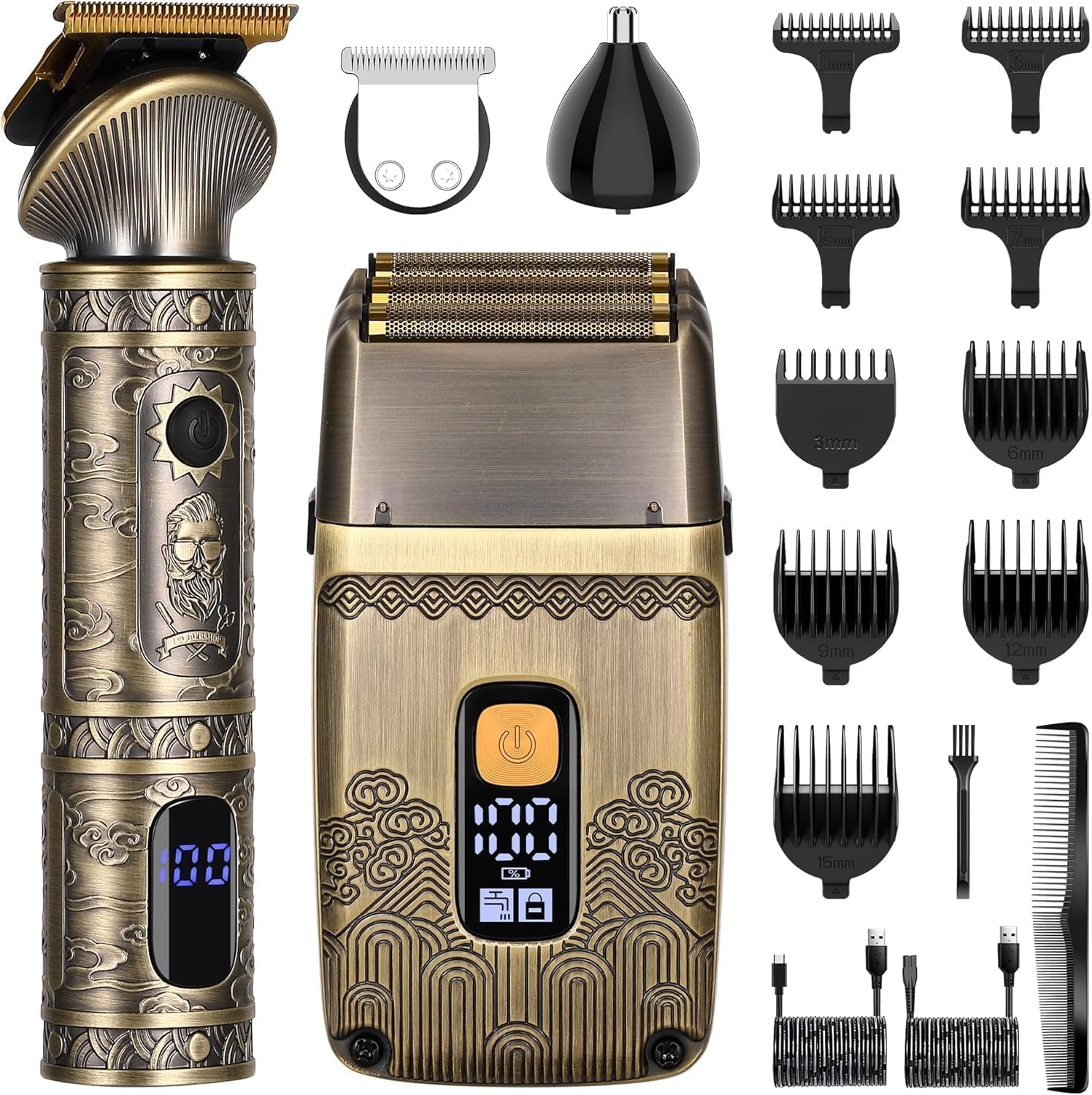 Surker Cortapelos de Precisión T-Blade Eléctrico para Hombres - Cortabarbas Inalámbrico con Triple Cuchilla