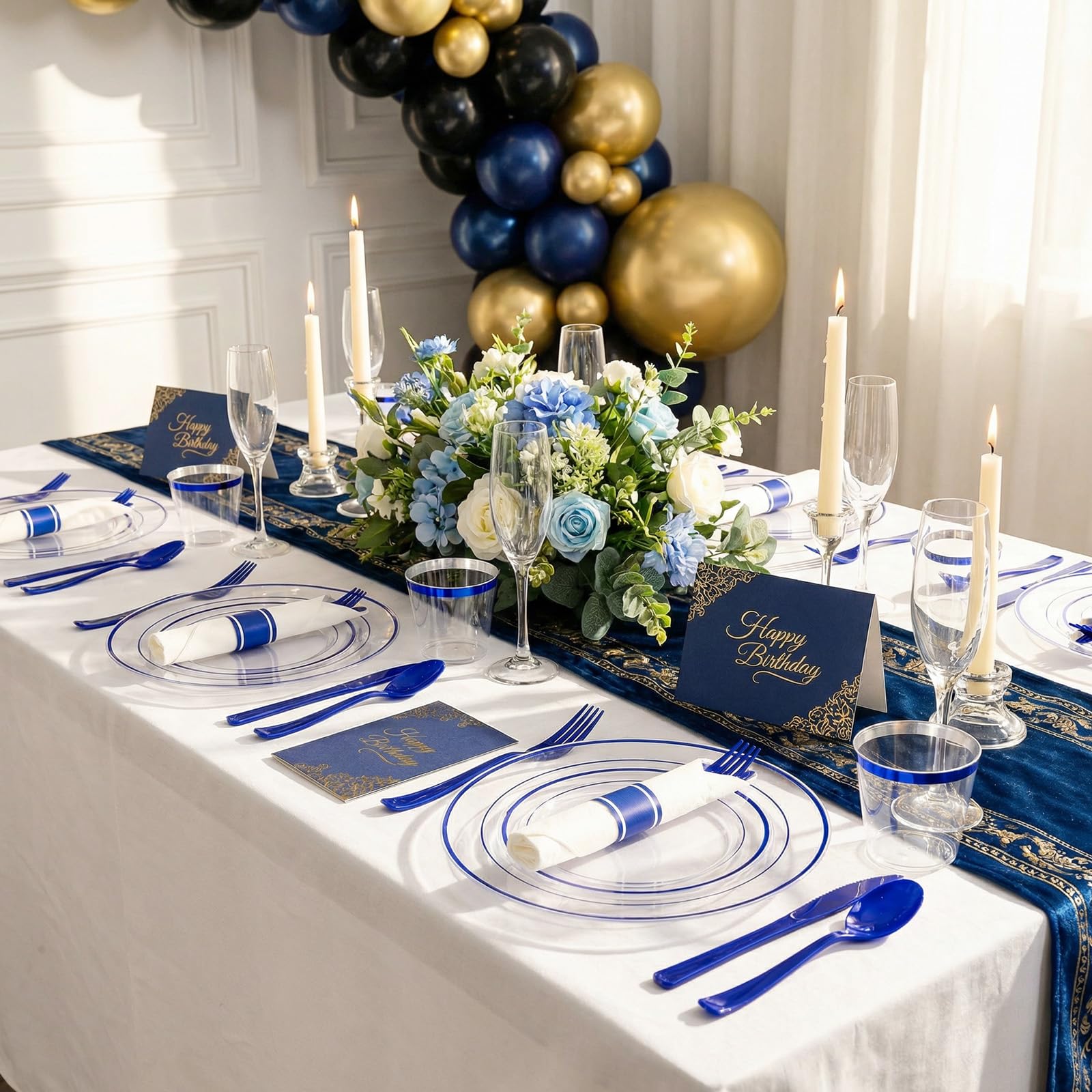 I00000 350 Piece Blue Dinnerware Set - 50 Guest Capacity -3