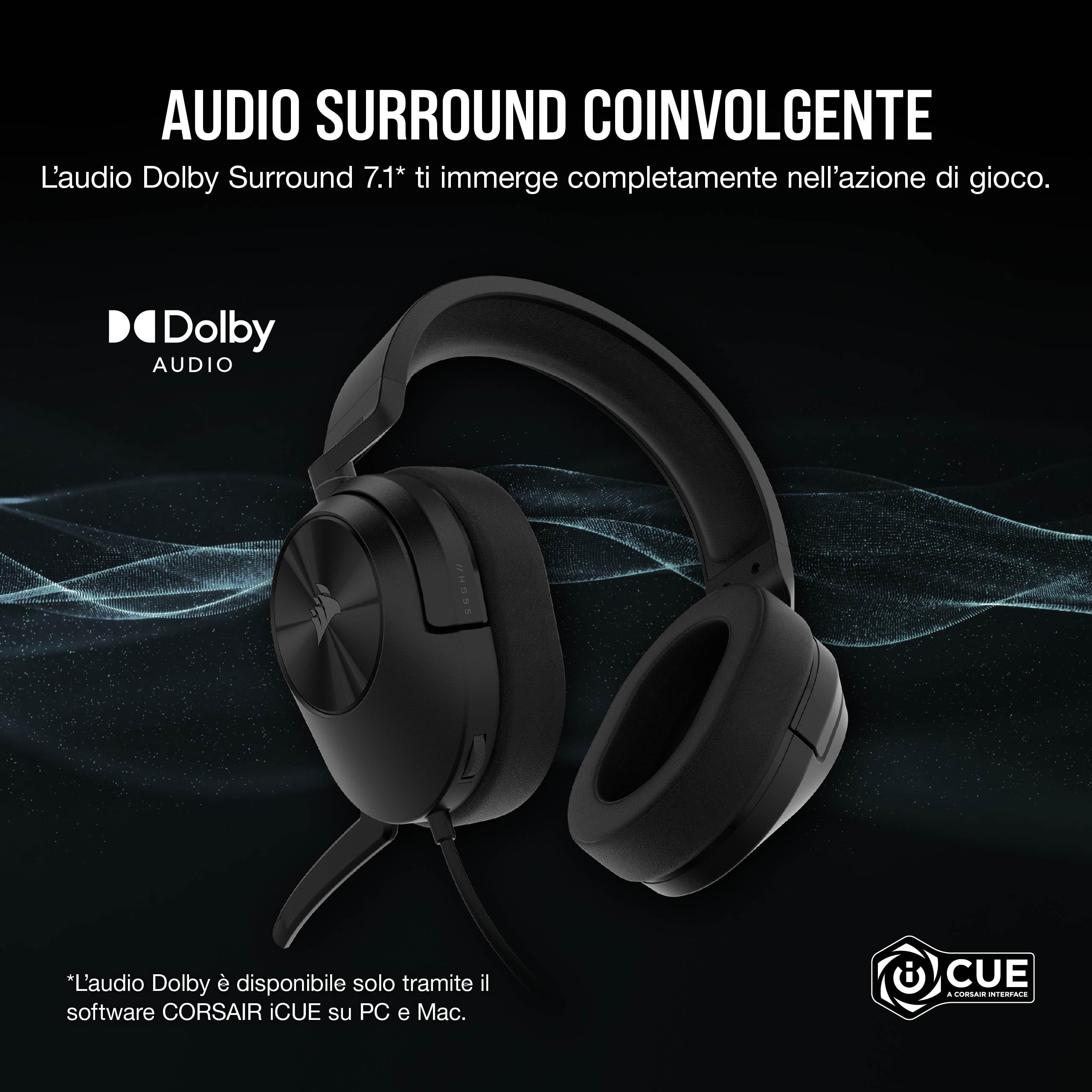 Corsair HS55 Surround Lightweight Wired Gaming Headset - Audio di Alta Qualità - Dettaglio