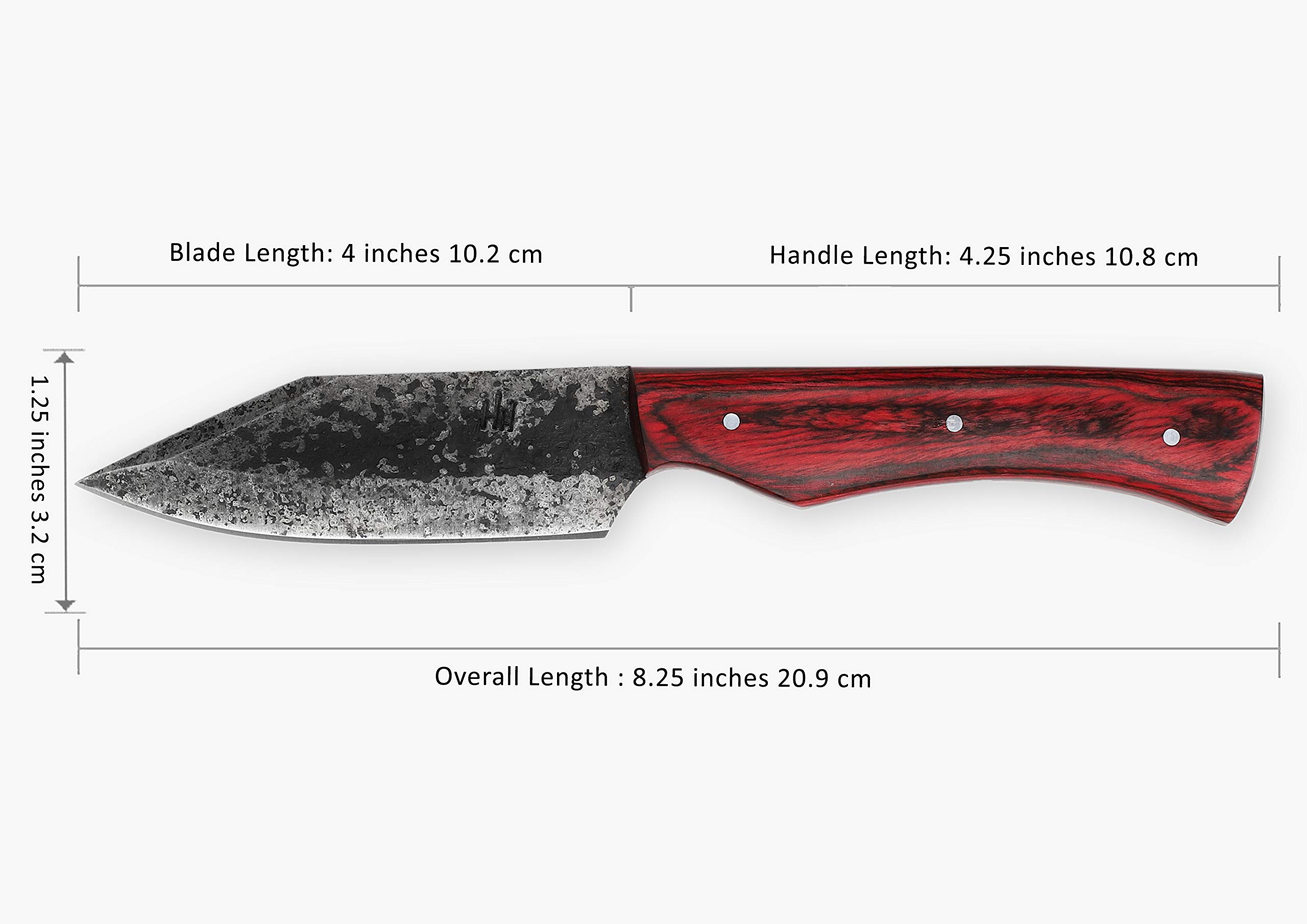 Hobby Hut HH-332 Handgemachtes Jagdmesser mit Scheide, 21 cm, 1095 Messer mit Fester Klinge aus Kohlenstoffstahl, Pakka-Holzgriff Für Jagdcamping