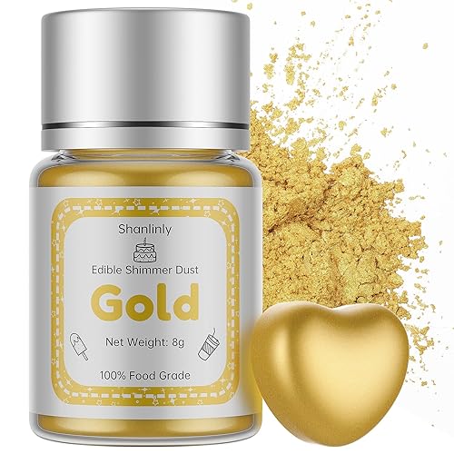 Polvo comestible Gold Luster Dust de brillo comestible - 8g de grado alimenticio, sin sabor, polvo de pintura para pasteles de oro comestible para