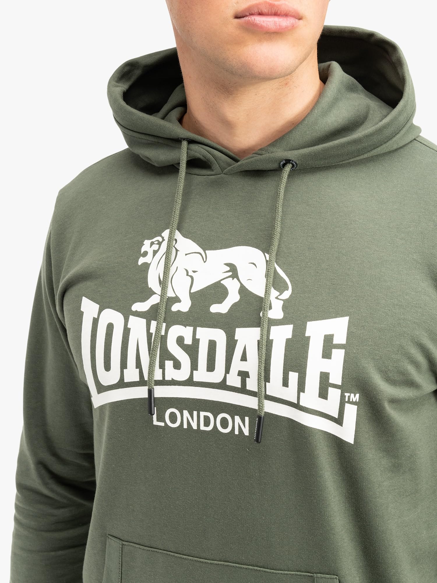 Lonsdale London FREMINGTON Hombre Sudadera con Capucha Gris Regular