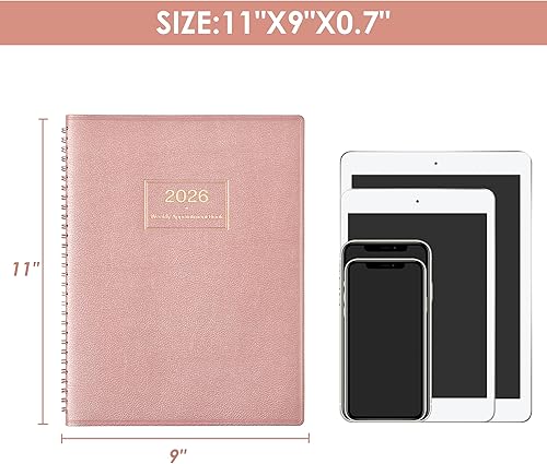 Miniatura 3 de Agenda de citas 2026, agenda semanal 2026, enero de 2026 a diciembre de 2026, 9 x 11 pulgadas, agenda diariapor hora 2026