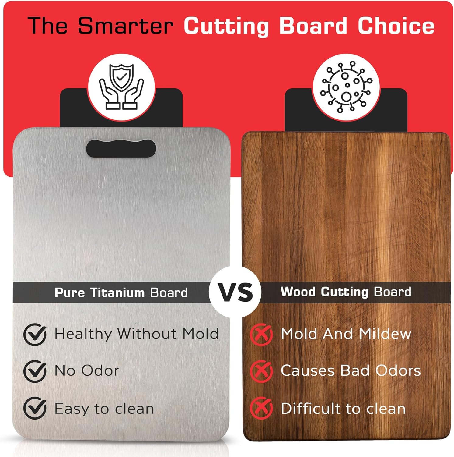 Titanium Cutting Board – 100% Pure Titanium Cutting Surface for Kitchen, Easy to Clean, Double-Sided and Durable – Perfect for Meats, Fruits, Vegetables – Dishwasher Safe (18 X 12)