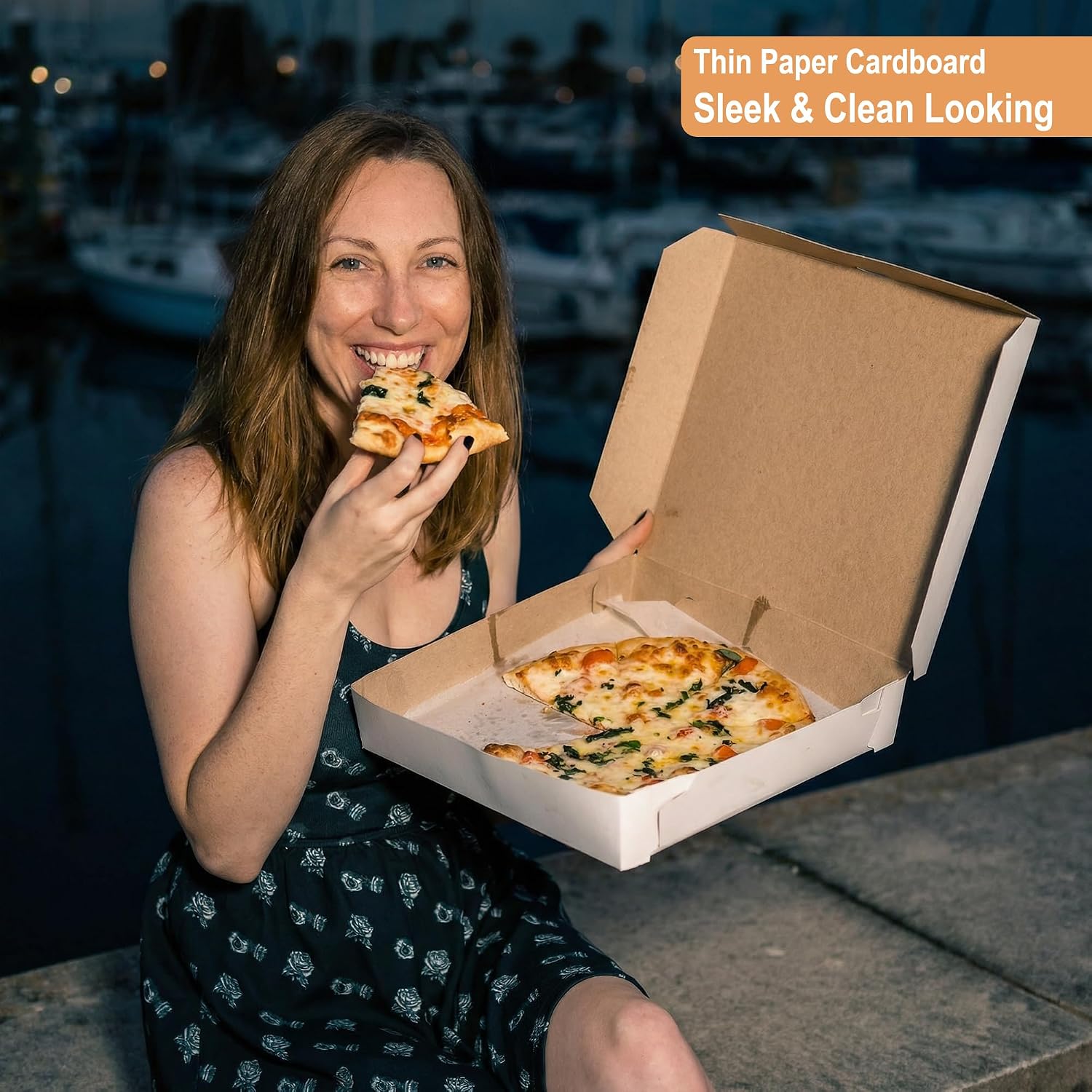 BOARDS+ Extra Thin White Paperboard Boxes 10 x 10 x 1.75 Inches (25 Pack) For Homemade Pastries, Pizzas, Carryouts, Gifts & DIY Projects