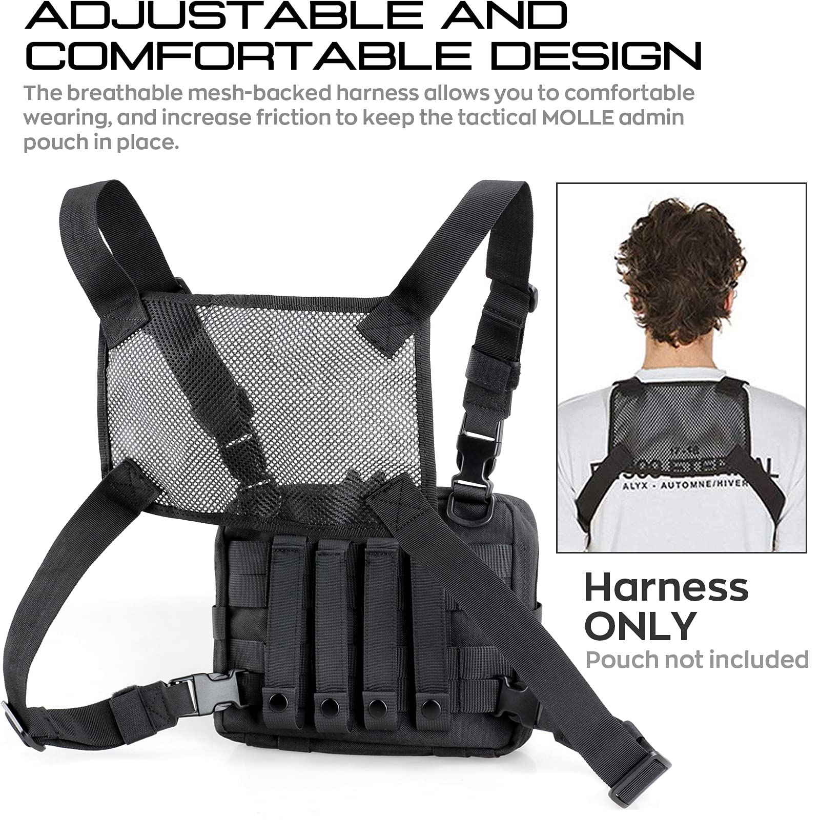 TAXATM Tactical MOLLE Admin Pouch - Large Organizer With Phone Pocket, EMT Medical Tools, Laser Cut Loop For Patches (Includes Shoulder Strap)