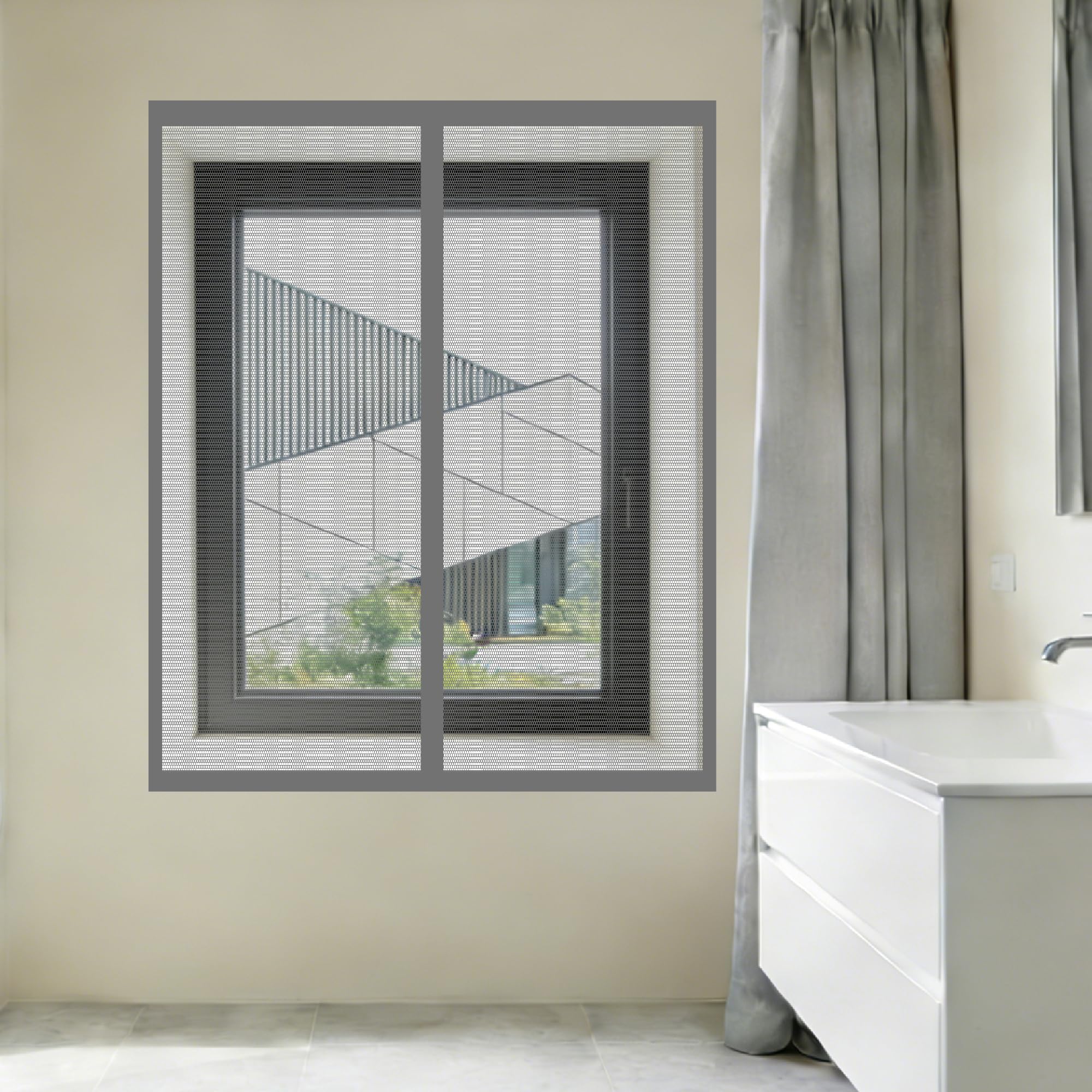 Rideau antimoustique de fenêtre 160x140 sans percer à fermeture aimantée