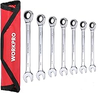 Vista 1 de WORKPRO Juego de llaves combinadas de trinquete de 7 piezas, 72 dientes, construcción Cr-V, juego combinado de llaves de trinquete con bolsa
