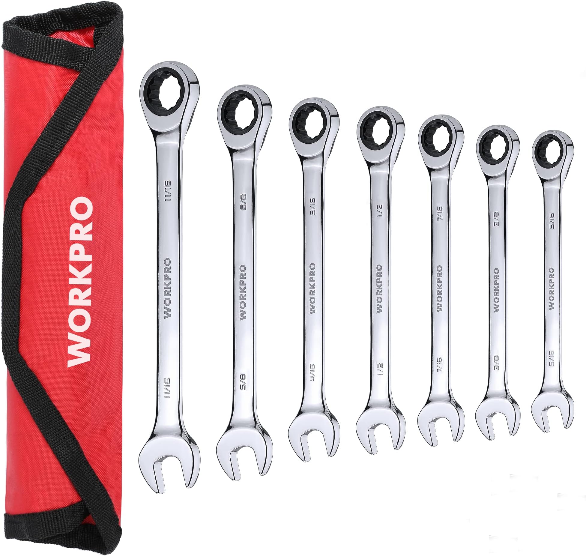WORKPRO 7-piece Ratcheting Combination Wrench Set, SAE