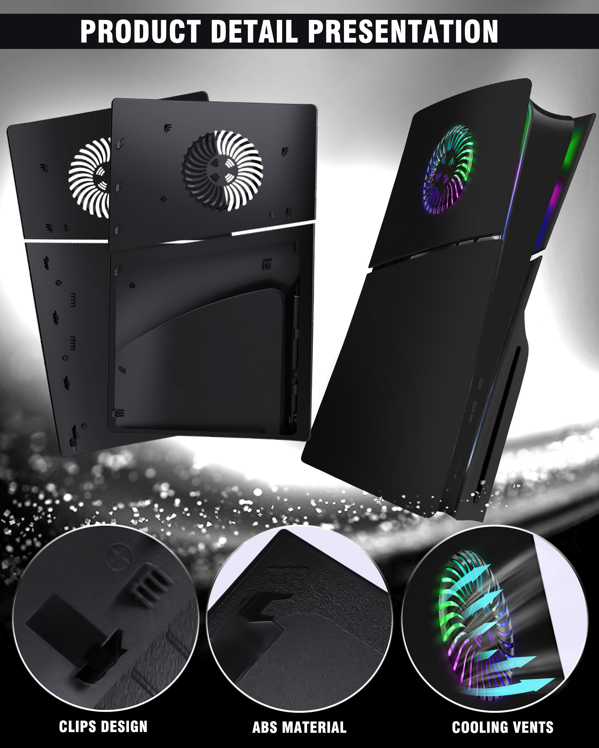 Joso Panel frontal para PS5 Slim Disc Edition, resistente a los arañazos, a prueba de polvo, funda de repuesto con anillo RGB, cubierta para PS5 Slim (CD-ROM) y placas para PS5 Slim accesorios, color