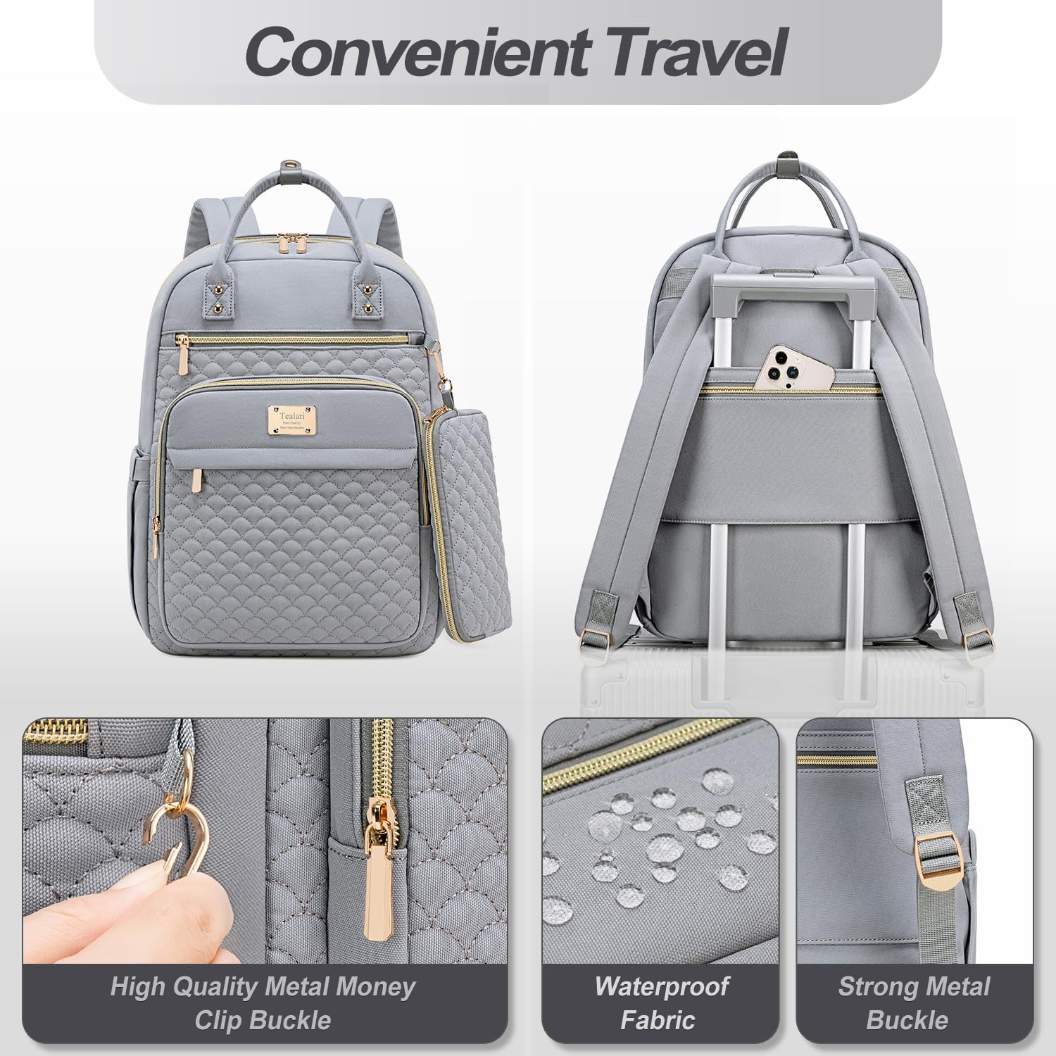 Laptop Backpack for Women,15.6 Inch Laptop Backpack for Work,Water Resistant Travel Backpack,College Bookbag with Wallet - Image 5