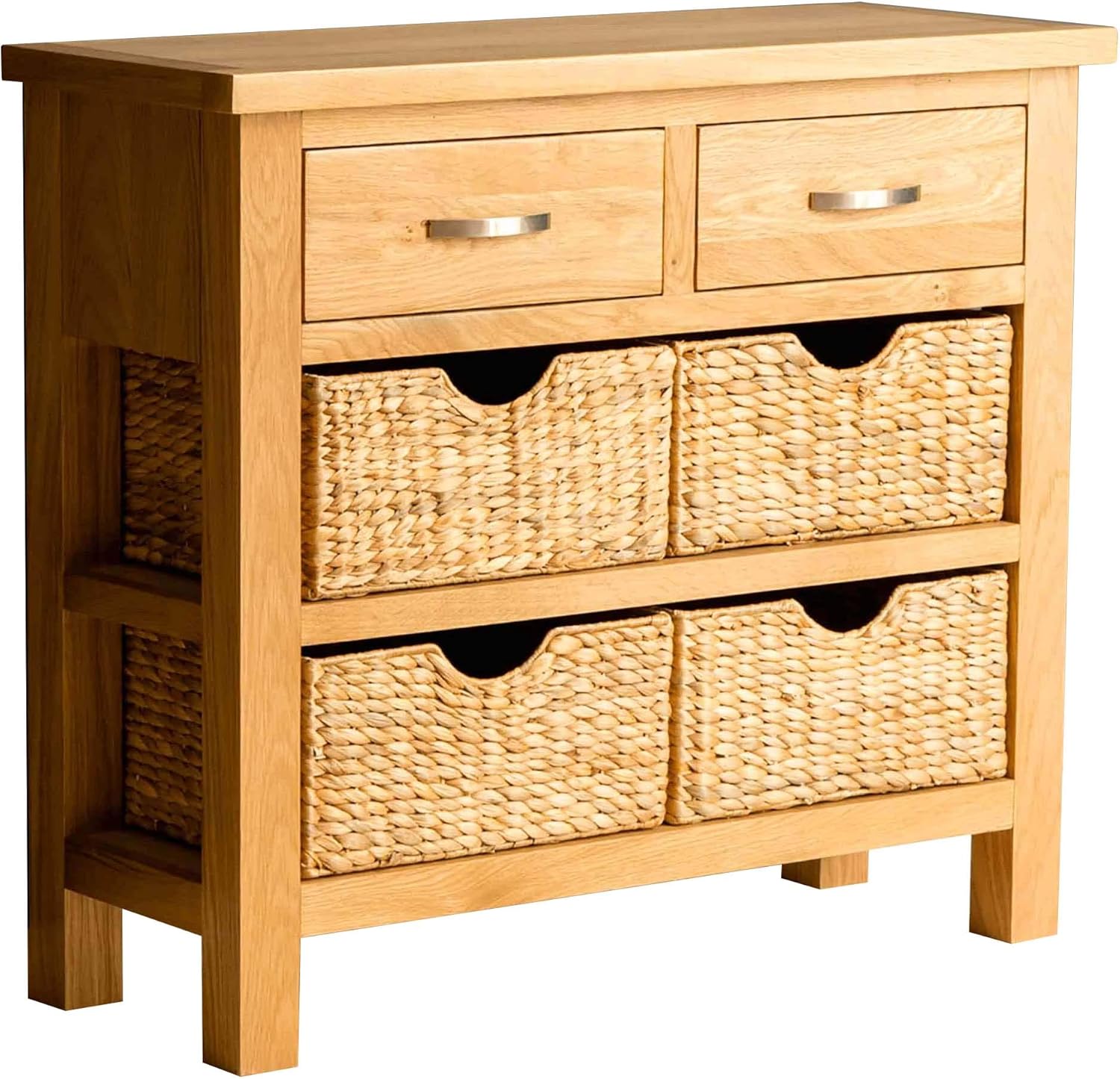 Home Tables Furniture wiltshire Oak Console Table with Storage Baskets