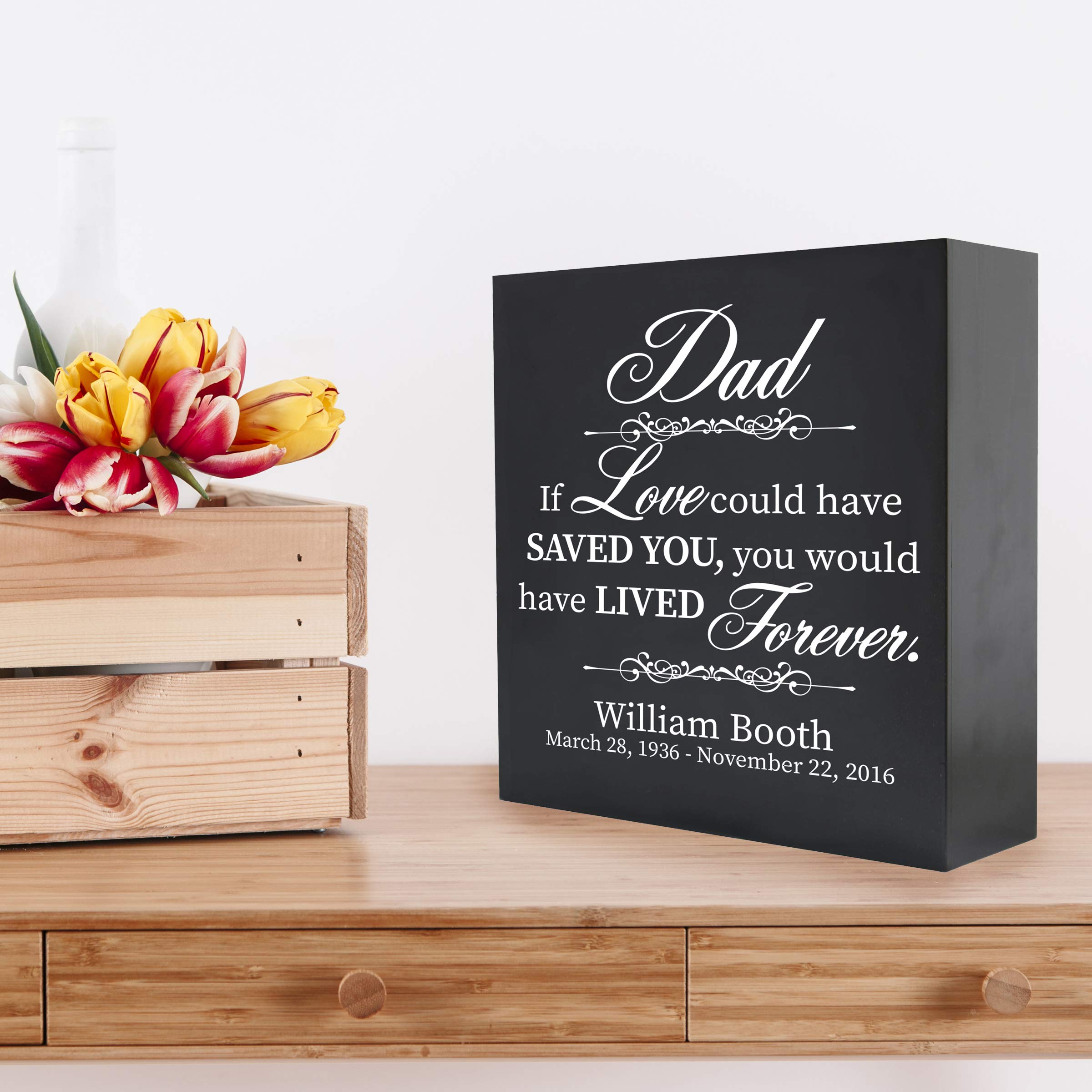 LifeSong Milestones Custom Memorial 10x10 Shadow Box Urn Home Decor for Loss of Loved One Dad, If Love Could Remembrance Funeral Condolence Gift (Black)