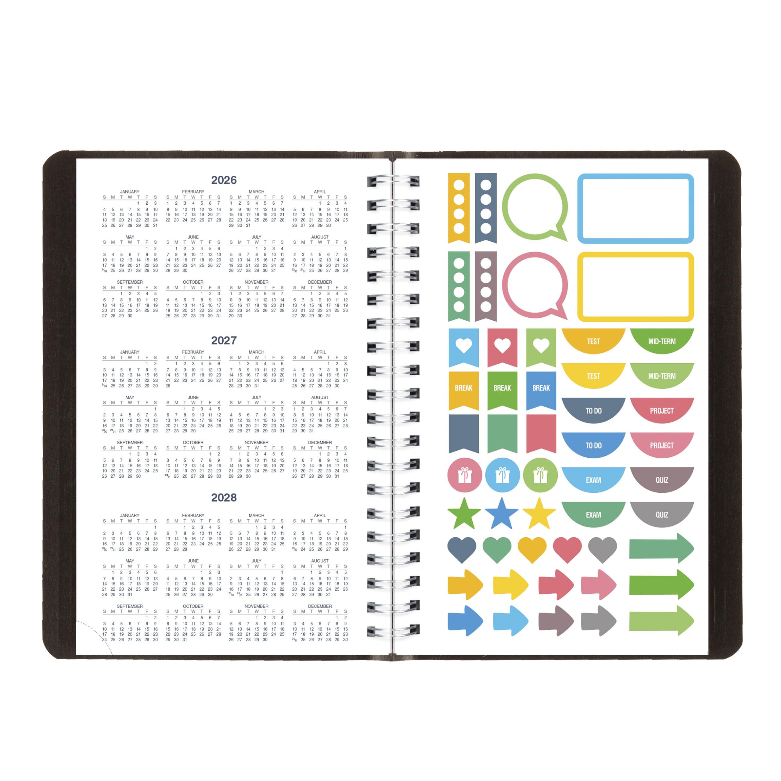 Blueline® Essential - Agenda académica diaria/mensual, agosto de 2026 a julio de 2027, encuadernación de doble alambre, cubierta Vicuana suave, 8 x 5 pulgadas, color negro (CA201.BLK)