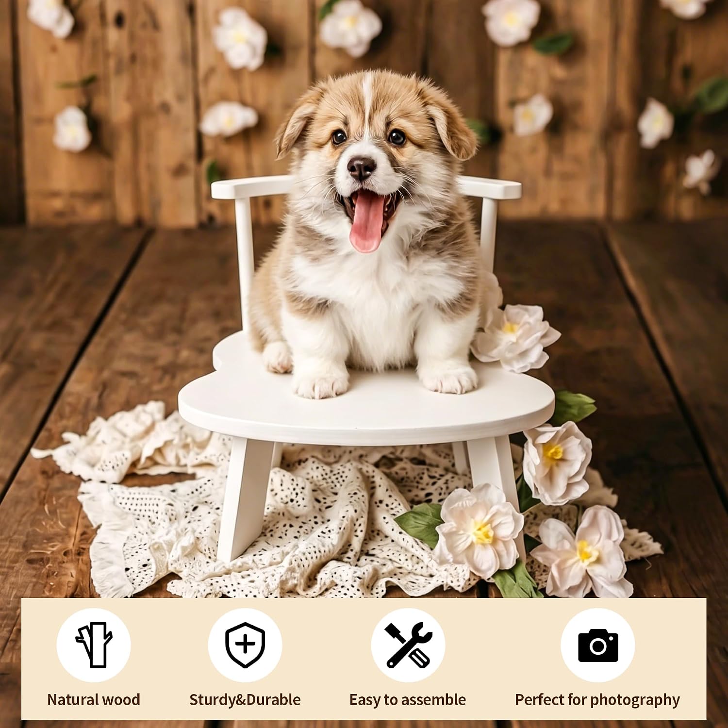 Newborn Photography Chair Prop Wooden Baby Photo Chair Mini Toddler Seat for Photoshoot Infant Studio Props for Newborn & Baby Pictures