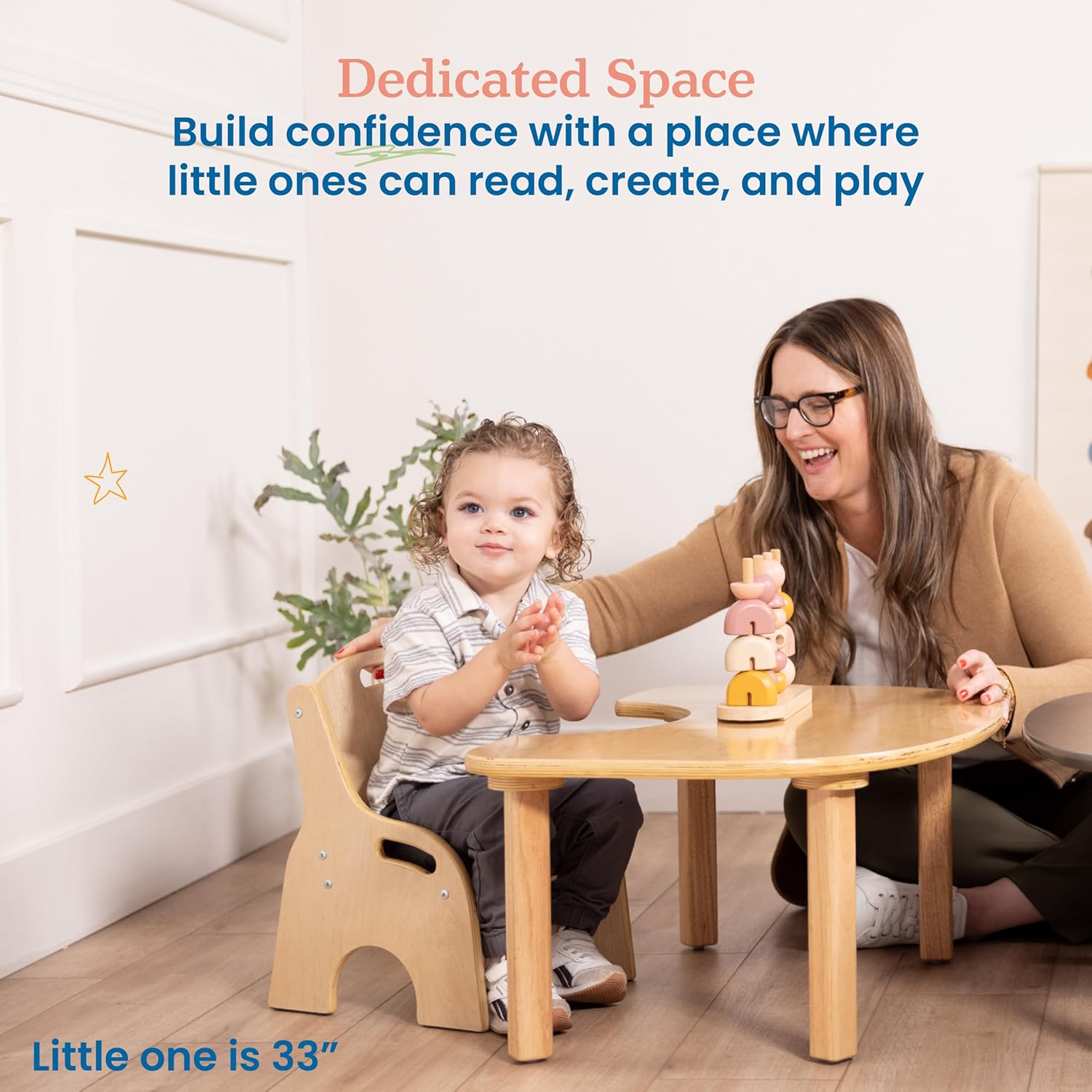 ECR4Kids Little Learner Table and Chair Set, Kids Furniture, Natural, 2-Piece