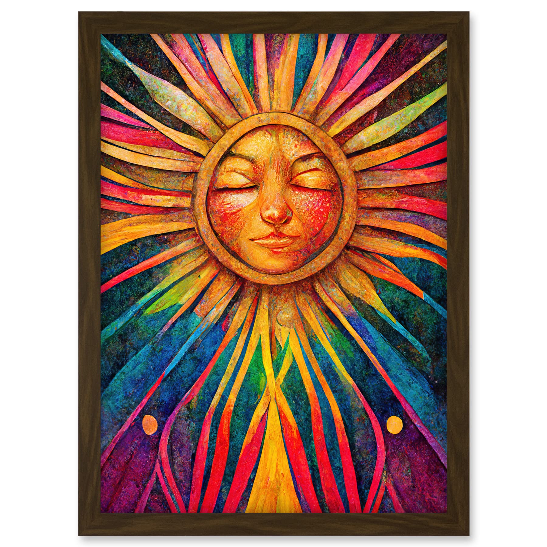 Doppelganger33 LTD Multicoloured Sun Rainbow Spiritual Artwork Framed A3 Wall Art Print
