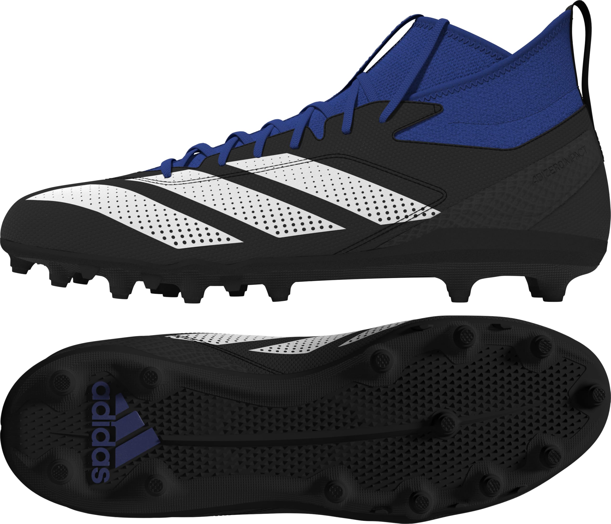 adidas Men's Adizero Impact.2 American Football Sneaker, Black/White/Team Royal Blue, 16