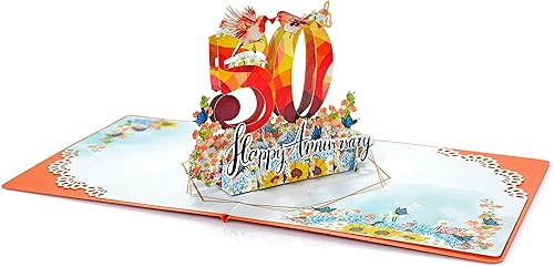 Miniatura 3 de CUTPOPUP - Tarjeta de aniversario emergente, tarjeta de felicitación 3D de boda (feliz 50 aniversario)