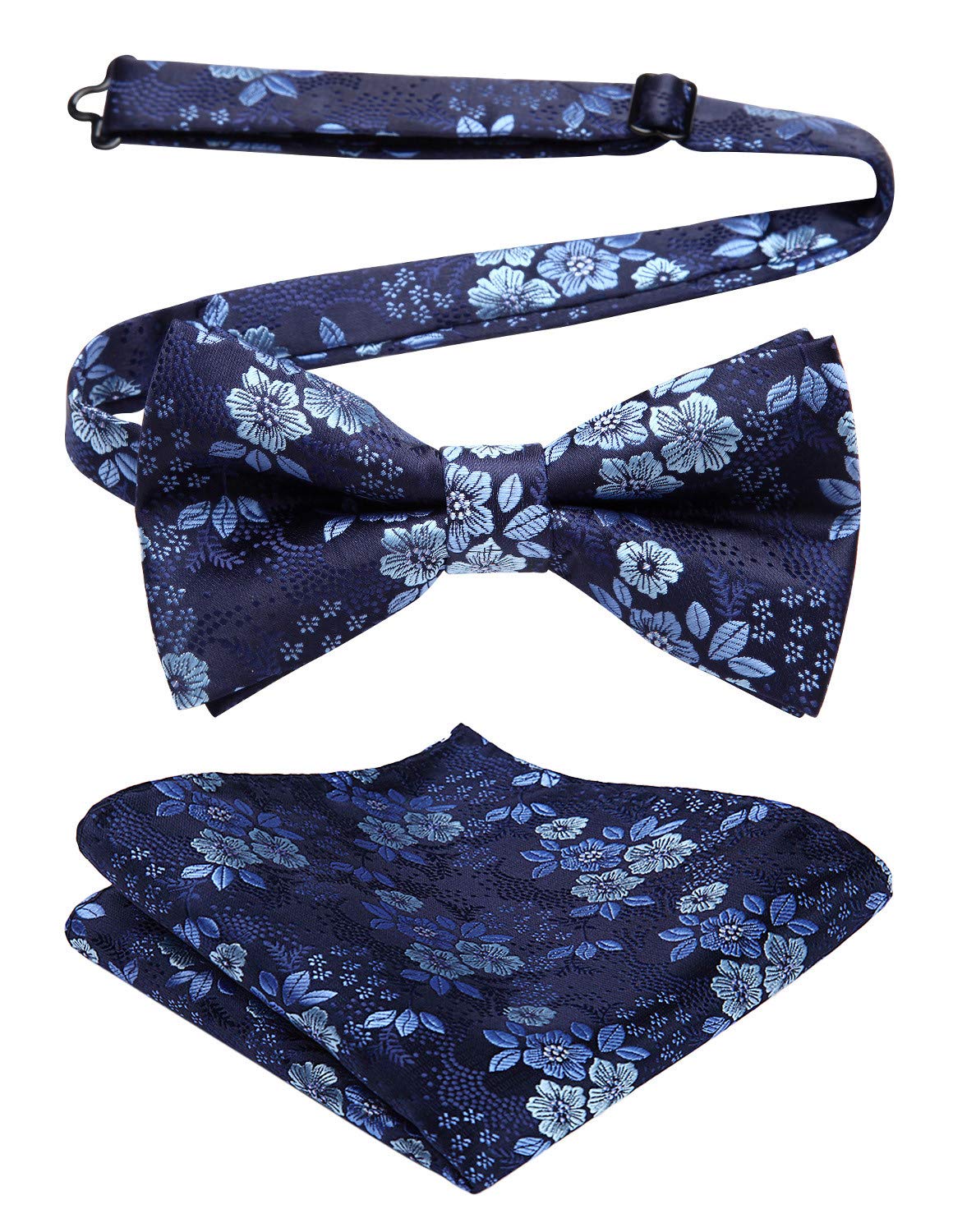 HISDERNBow Ties for Men Paisley Floral Pre-tied Bowtie Pocket Square Set Men's Formal Bow Ties Wedding Party