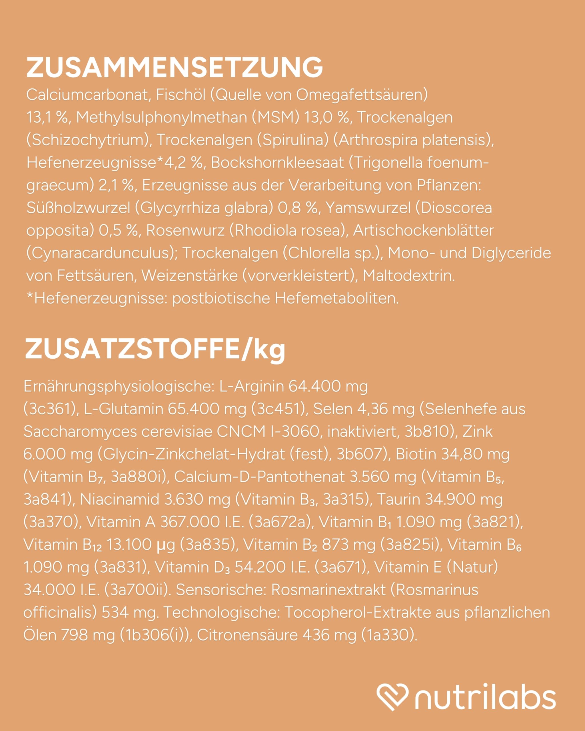 NutriLabs Irostol® Pulver 100 g - Nahrungsergänzung mit MSM, Biotin & Omegafettsäuren - wichtige Katzen Vitamine - Gesundheitsprodukte für Katzen - Fellpflege Katze