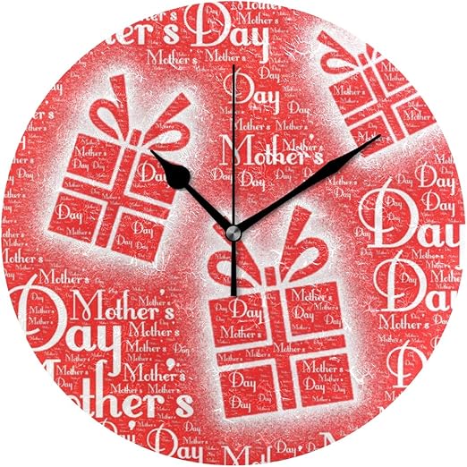 Amazon Co Jp Gukisala 壁時計 油絵っぽいの質感があり掛け時計 母の日の言葉ギフトボックスイラスト ナチュラル オシャレな インテリア お部屋 寝室 に 飾り 母の日 記念日 引っ越し プレゼント ホーム キッチン