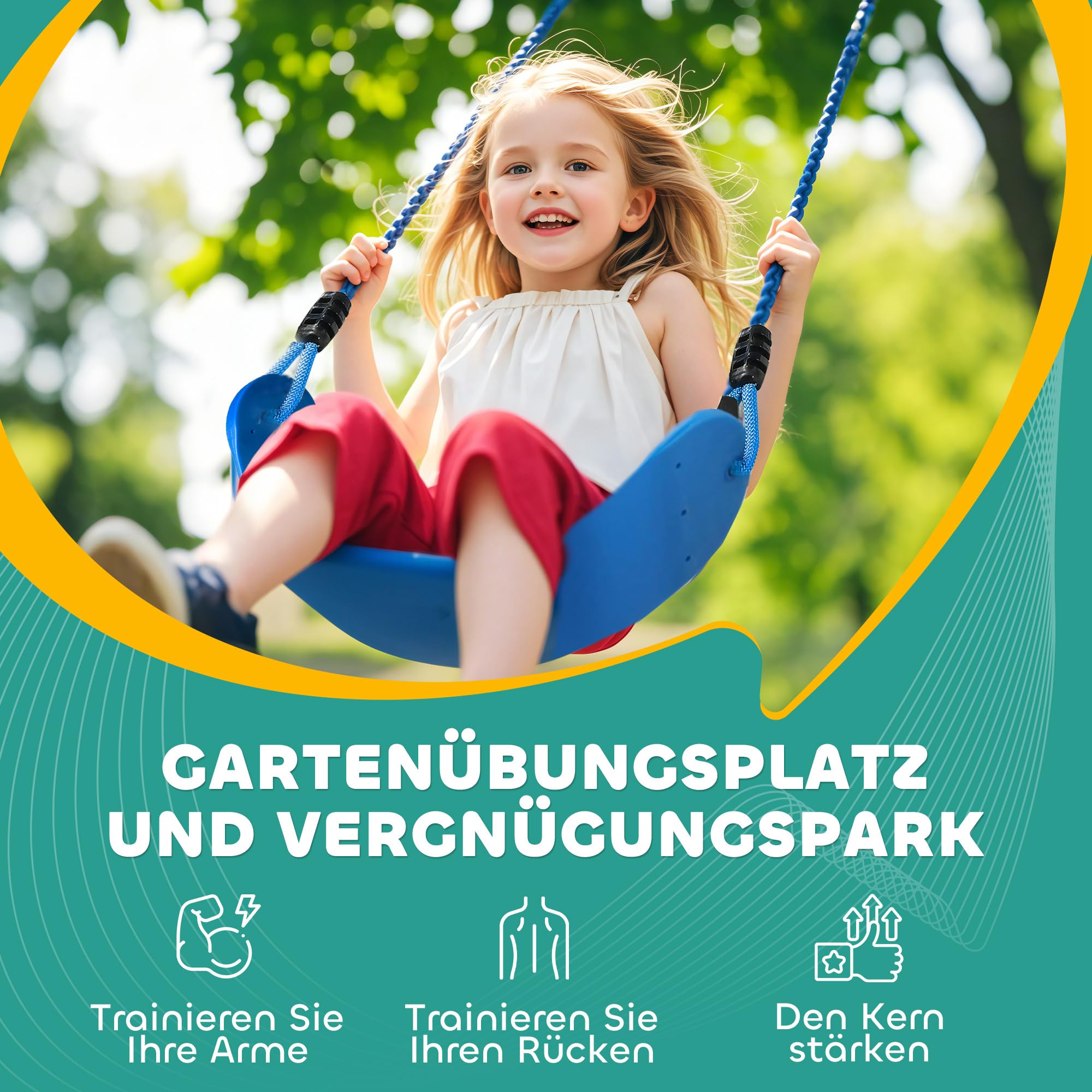 AIYAPLAY Ninja Line Kinder 10m Slackline Set mit Turnringe, Schaukel, Kletterleiter, Baumschutz, Kletterstangen, Hängetablett Outdoor Spielset Ausrüstung für 3-6 Jahre Kinder Blau+Rot