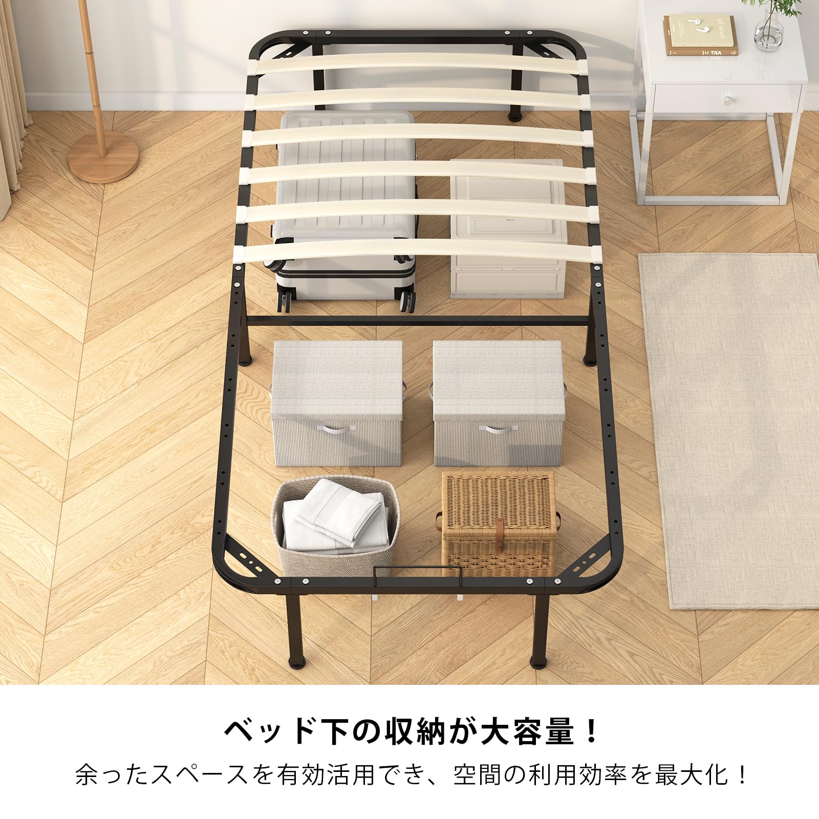 Amazon｜LunarLight ベッドフレーム すのこ 幅97.5奥行200高さ34cm