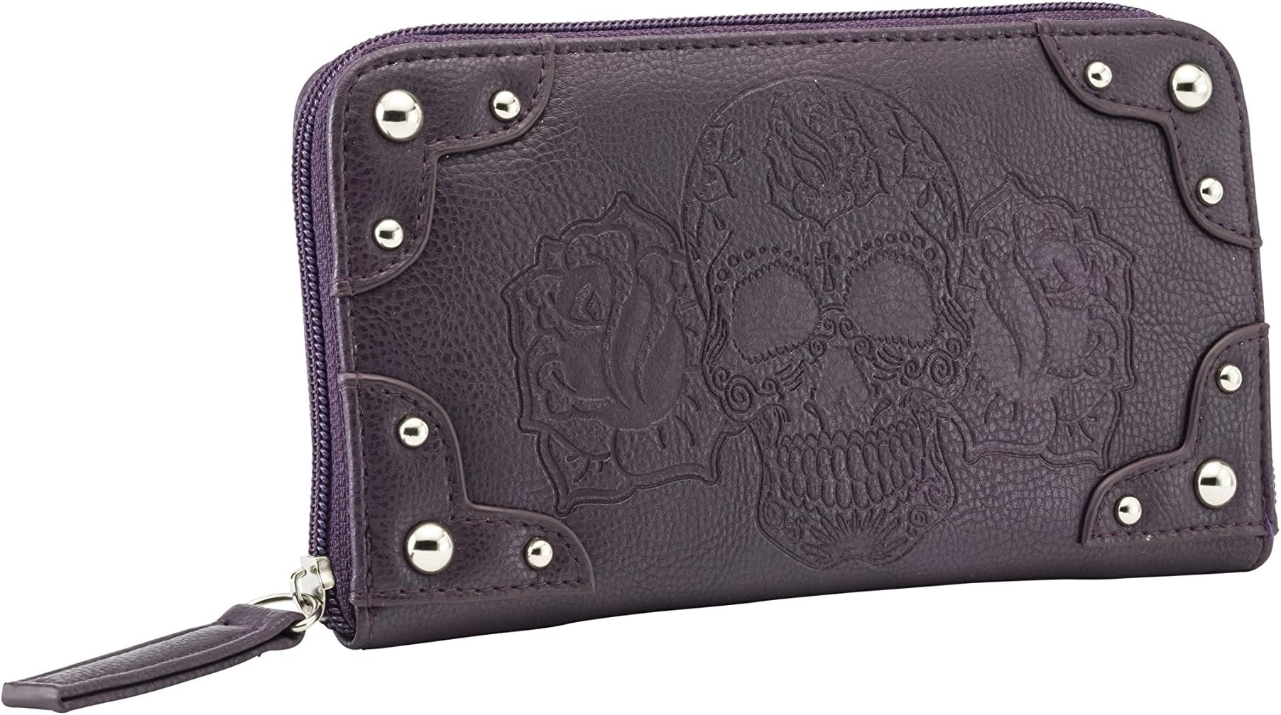 GG Rose By Rock Rebel Dia De Muerte Plum Embossed Women's Wallet Organizer