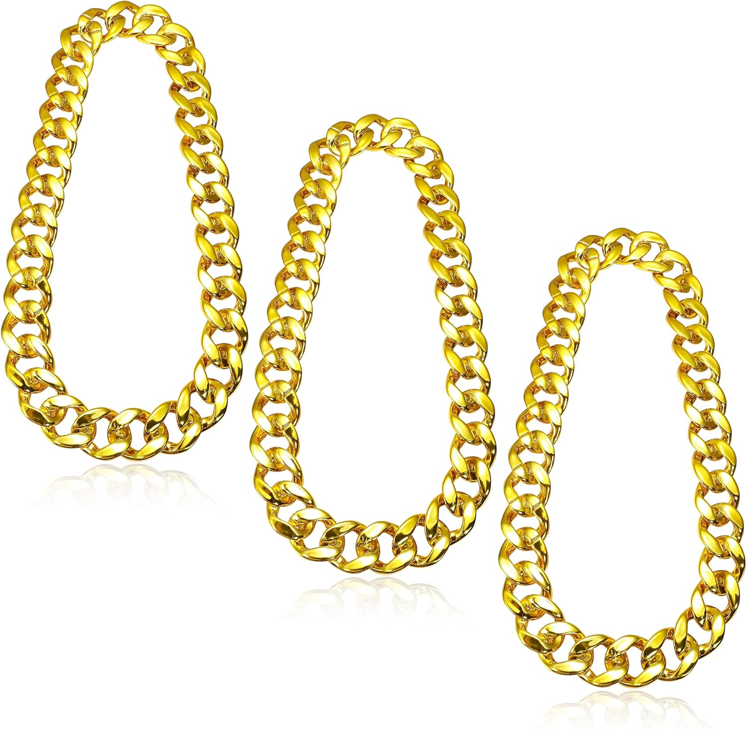 Chunky Fake Gold Necklace for Men Women Plastic Gold Chain Necklace 80s 90s Hip Hop Rapper Costume Accessory 32 Inch