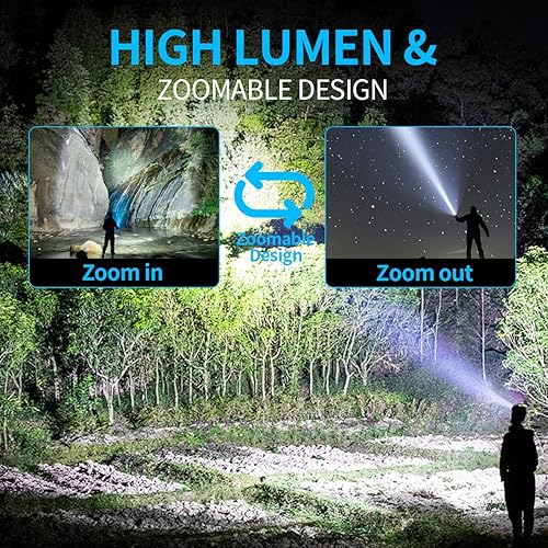 Miniatura 3 de Linterna recargable de alto lúmenes, súper brillante de 20000 lúmenes de alta potencia con luz COB, linterna de luz de campamento 2 en 1, tipo C,