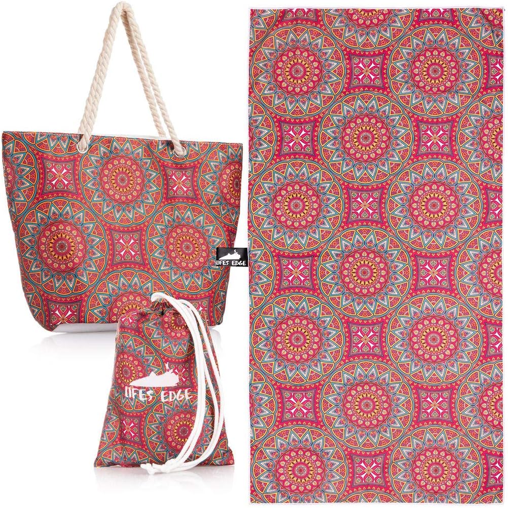 Microfiber Beach Towel - Quick Dry, Lightweight, Sand Free, Compact and Thin Beach Towel for Kids, Teens and Adults. Perfect Towel for Travel, Swim, Pool, Camping, Outdoors and Sports