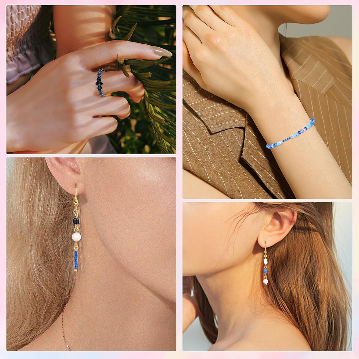 Ornaland 45g Glass Seed Beads for Jewelry Making Bulk Assorted Small Glass Seed Spacer Beads for Bracelets Neckalce Earring DIY Jewelry Making 2.5~12.5mm(Pink) - Image 7