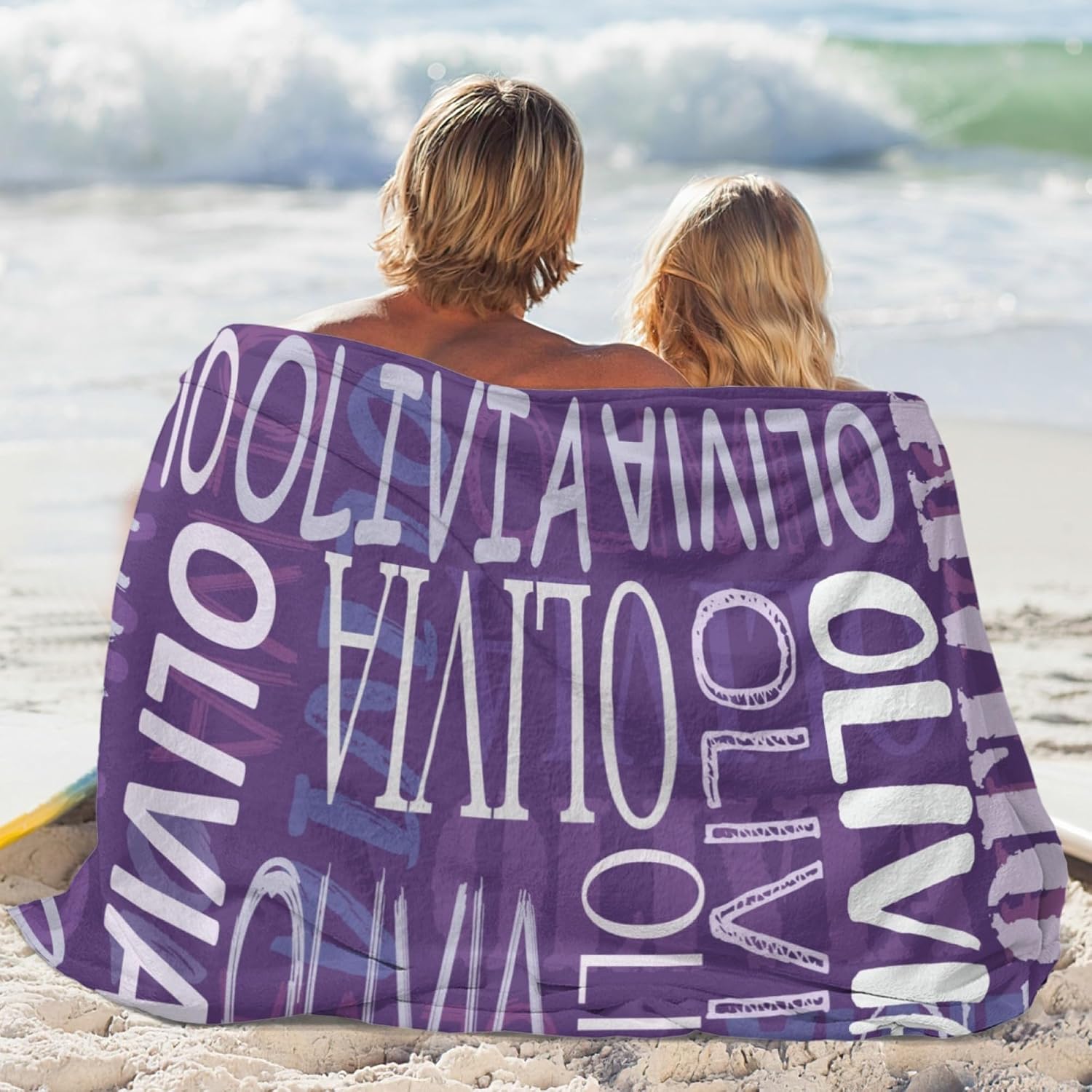 Personalized Name Blankets for Baby Boy Girl Soft Fleece and Sherpa Blankets with Name for Friend Sister in Law Niece Kids Name Blanket for Birthday for Women Family(Dark Purple)