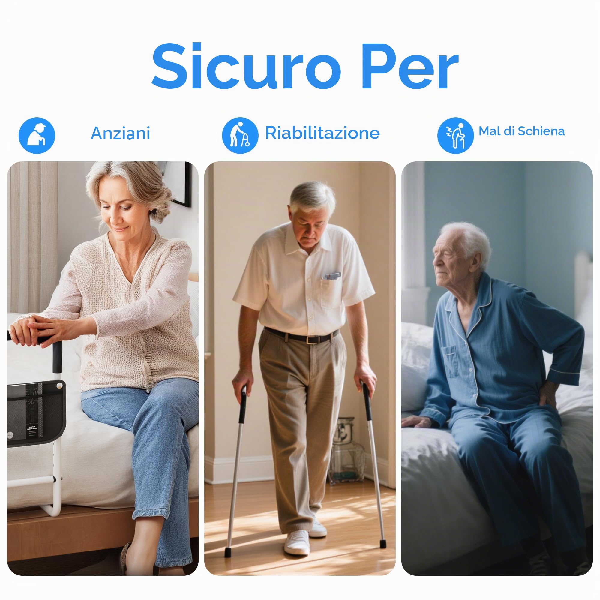 songsoso Sponda regolabile per letto per anziani: supporto per comodino per anziani, adatto per letto king size, queen size, doppio, dispositivo medico resistente per uso domestico e ospedaliero