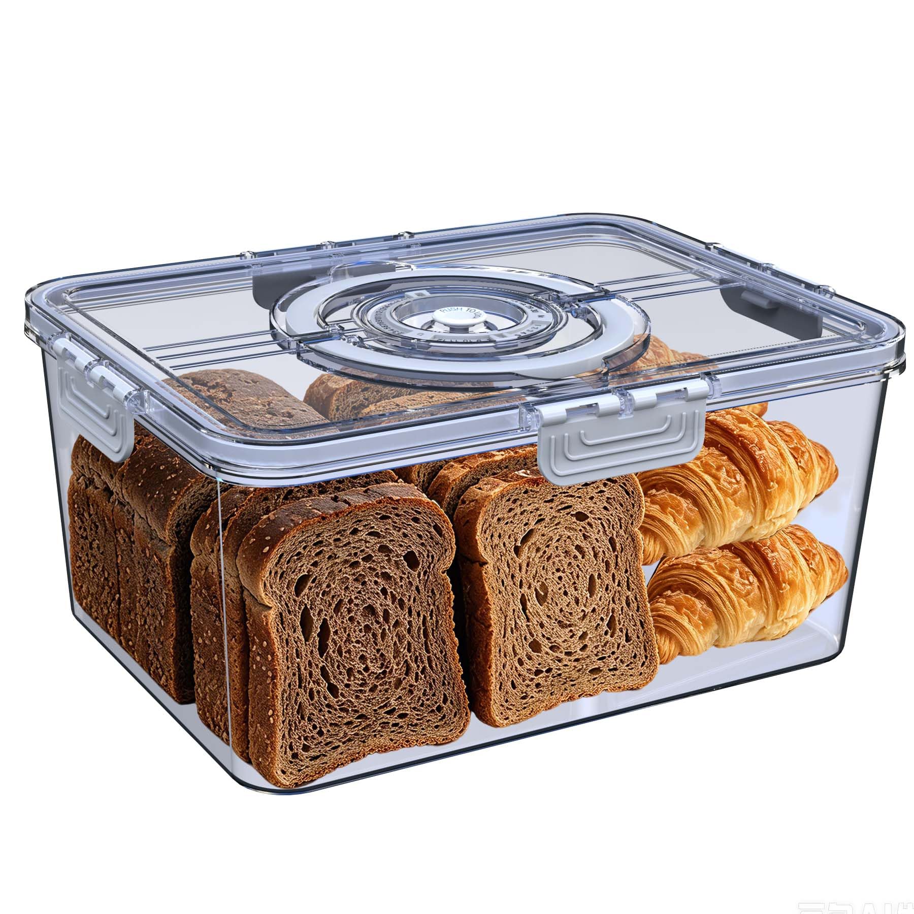 Bread Box with Lid and Handle,2026 New Upgrade Time Recording Bread Storage Container for Kitchen Counter Airtight,Portable Large Bread Boxes for Homemade Breads, Toast, Bagel, Donut and Cookies