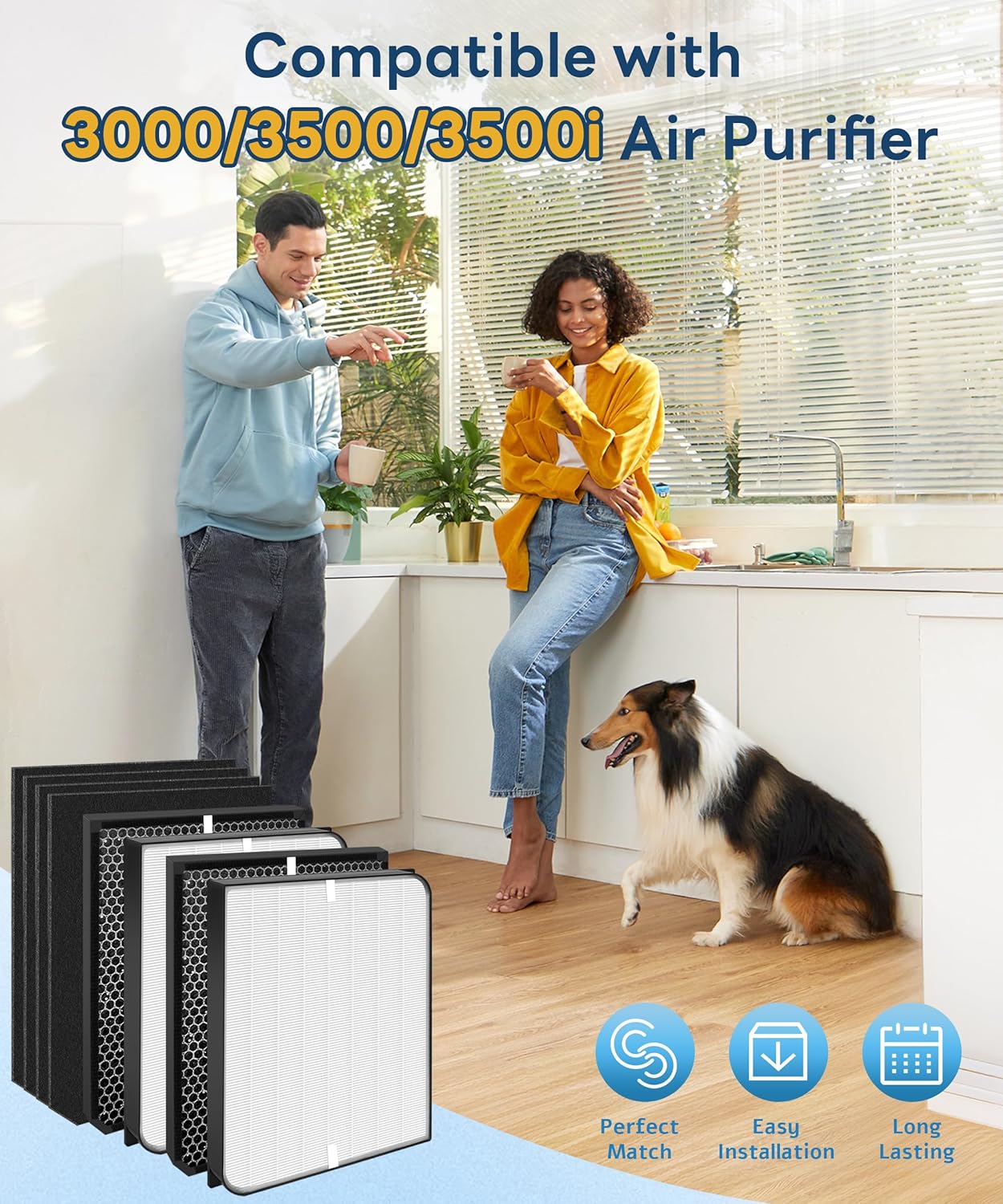 8 Pack AD3000 / AD3500 Replacement Filter Compatible with Air doc-tor 3000/3500 Air Purifi-er, with 2 main filter + 2 Activated Carbon filters + 4 Carbn Pre-Filters - Image 2