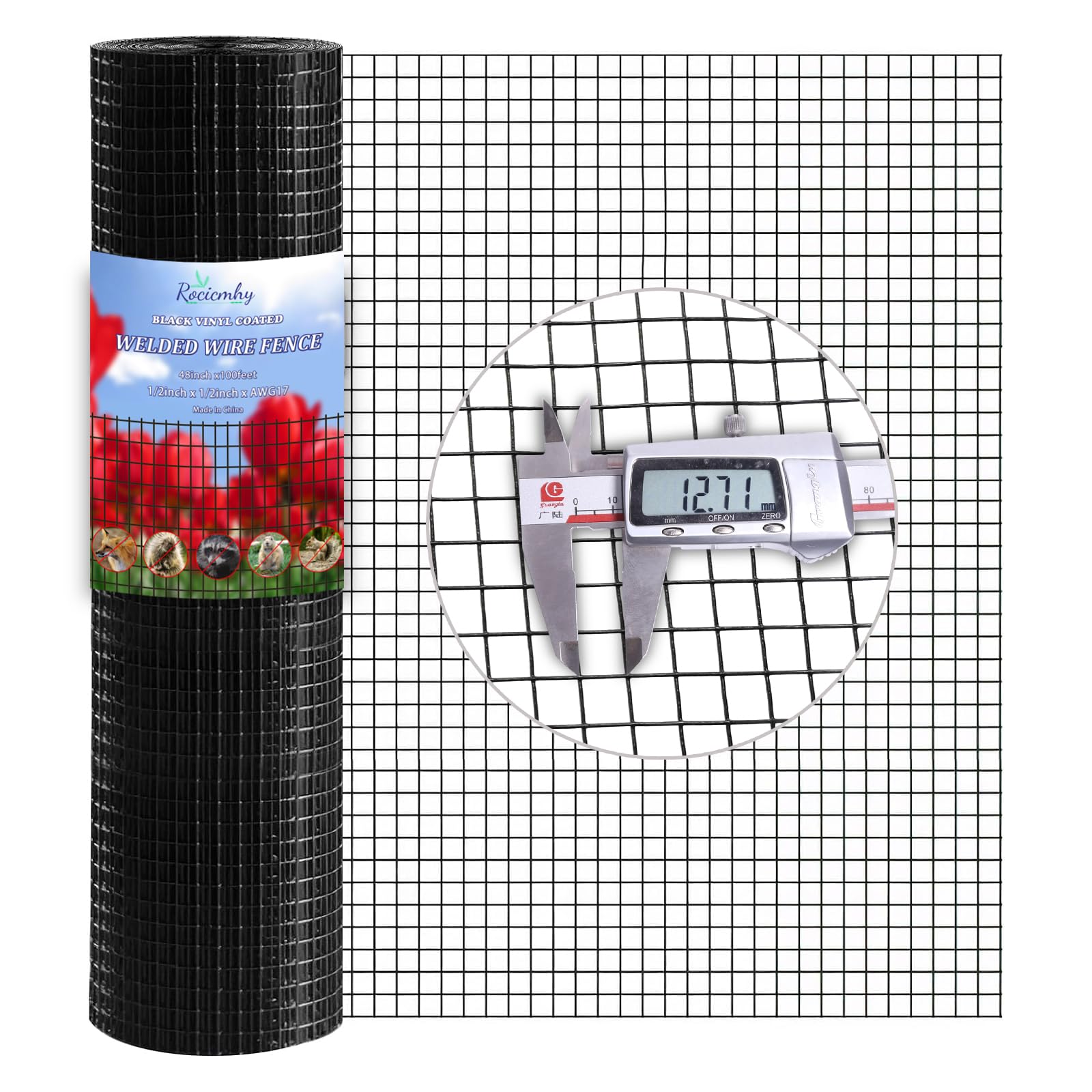 Black Hardware Cloth 1/2 Inch 48x100ft 19Ga,Welded