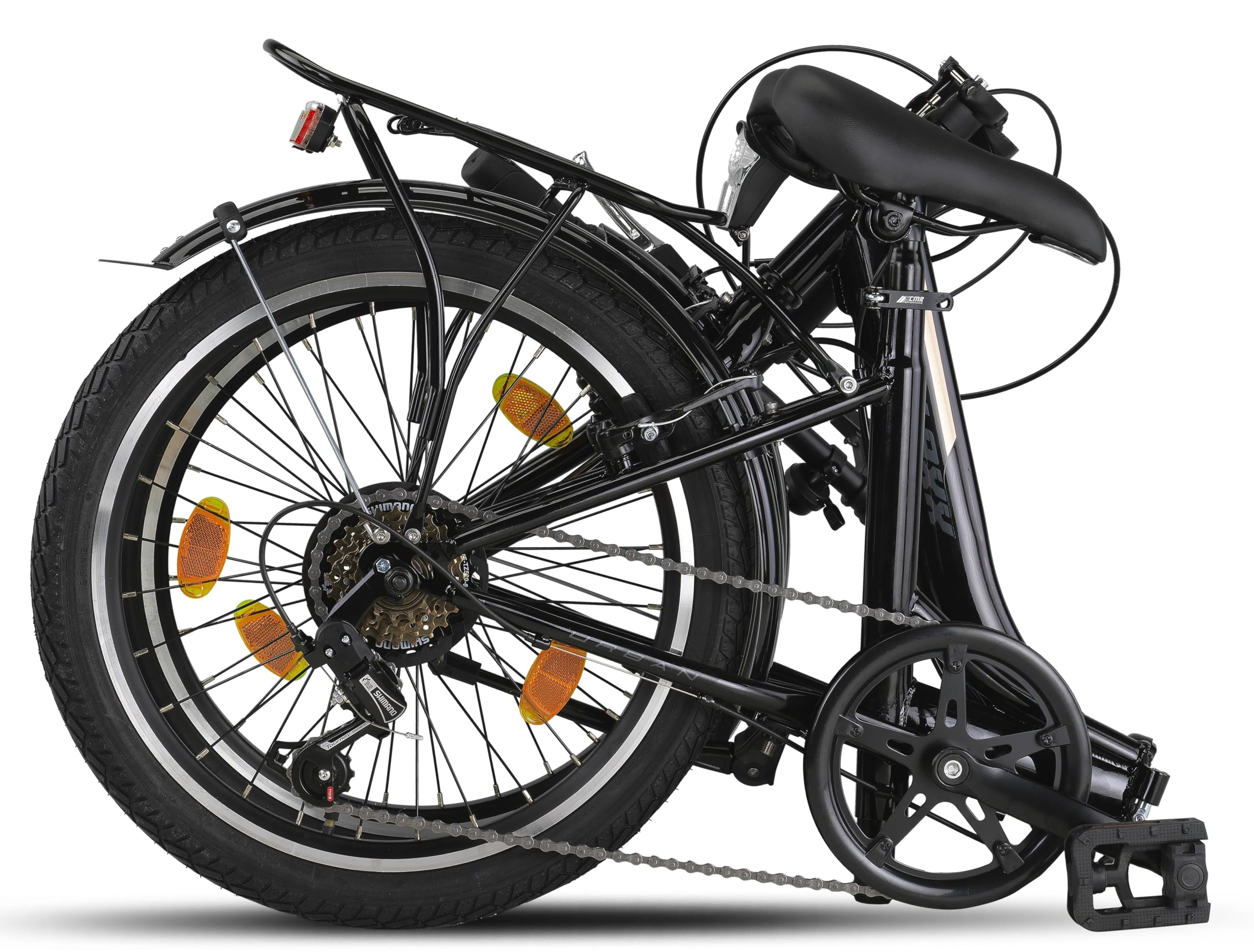 Chillaxx Bicicletta pieghevole Urban da 20 pollici, cambio Shimano a 6 marce, luce a LED, sistema di piegatura, bicicletta pieghevole