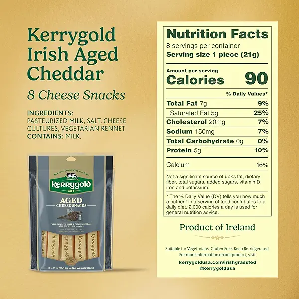 Kerrygold Grass-fed Aged Irish Cheddar Cheese Sticks, 6 OZ 2