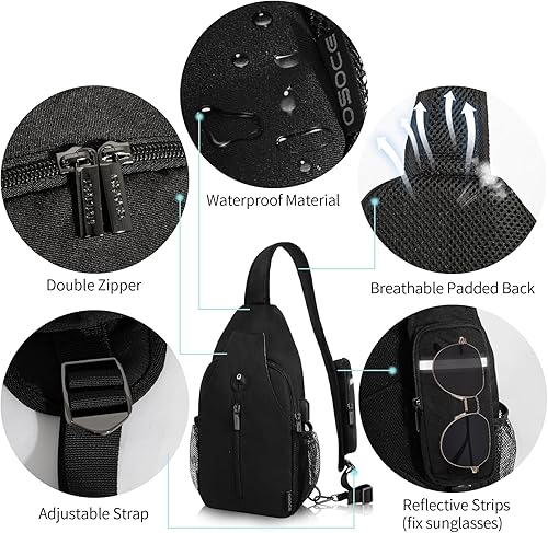 Miniatura 7 de OSOCE Mochila de hombro impermeable antirrobo bandolera en el pecho bolsa mochila bicicleta deporte