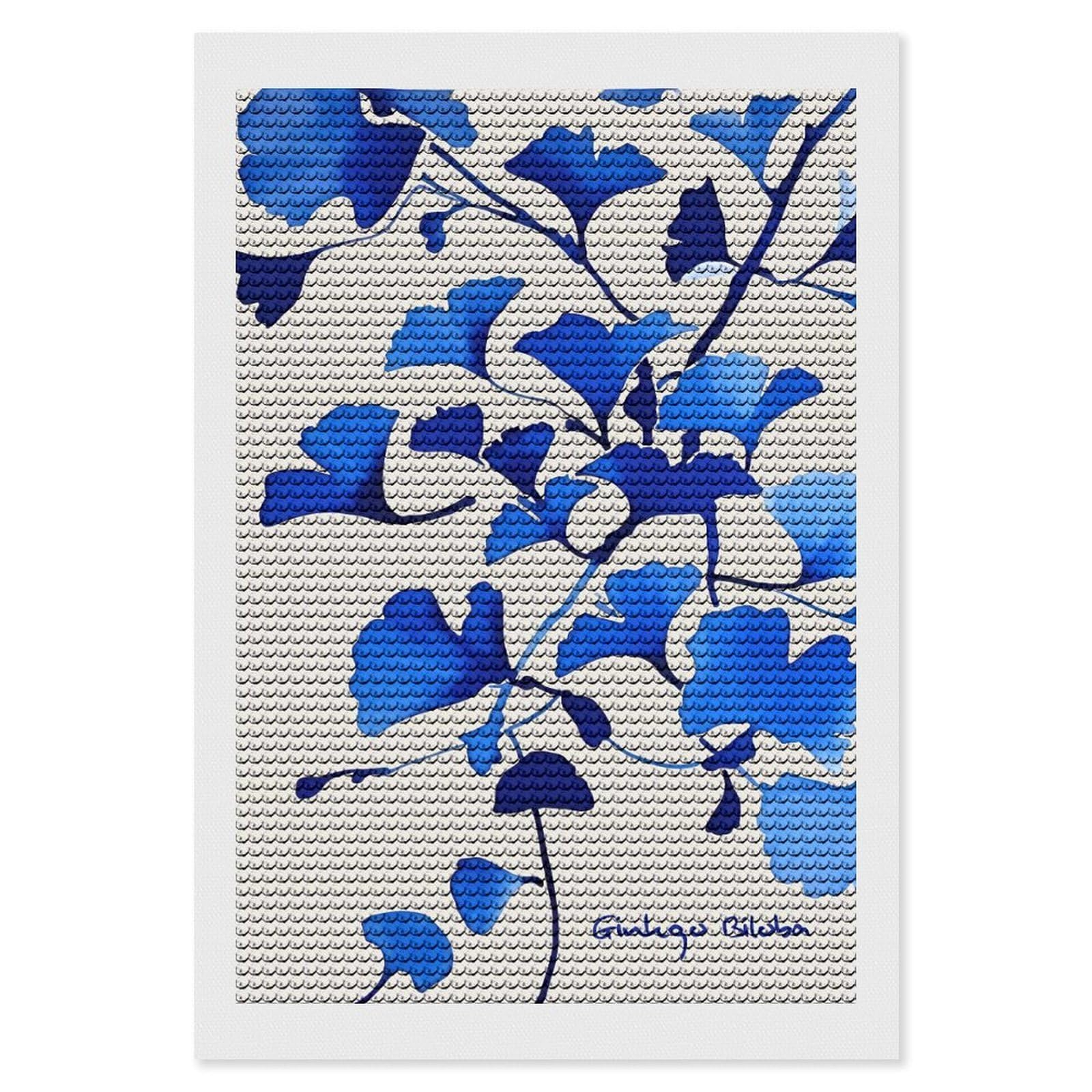 Junmoney Ginkgo Biloba Diamond Art Kit 8"x12", Holiday Gift Idea, for Women, Easy Handmade Project, Vintage Style Decor, Printed Canvas
