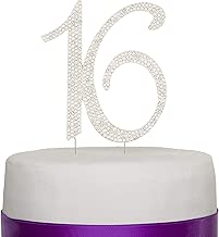 Ella Celebration 16 Cake Topper 16th Birthday Sweet 16 Party Supplies Decoration Ideas Silver Rhinestone Number (Silver) - coolthings.us