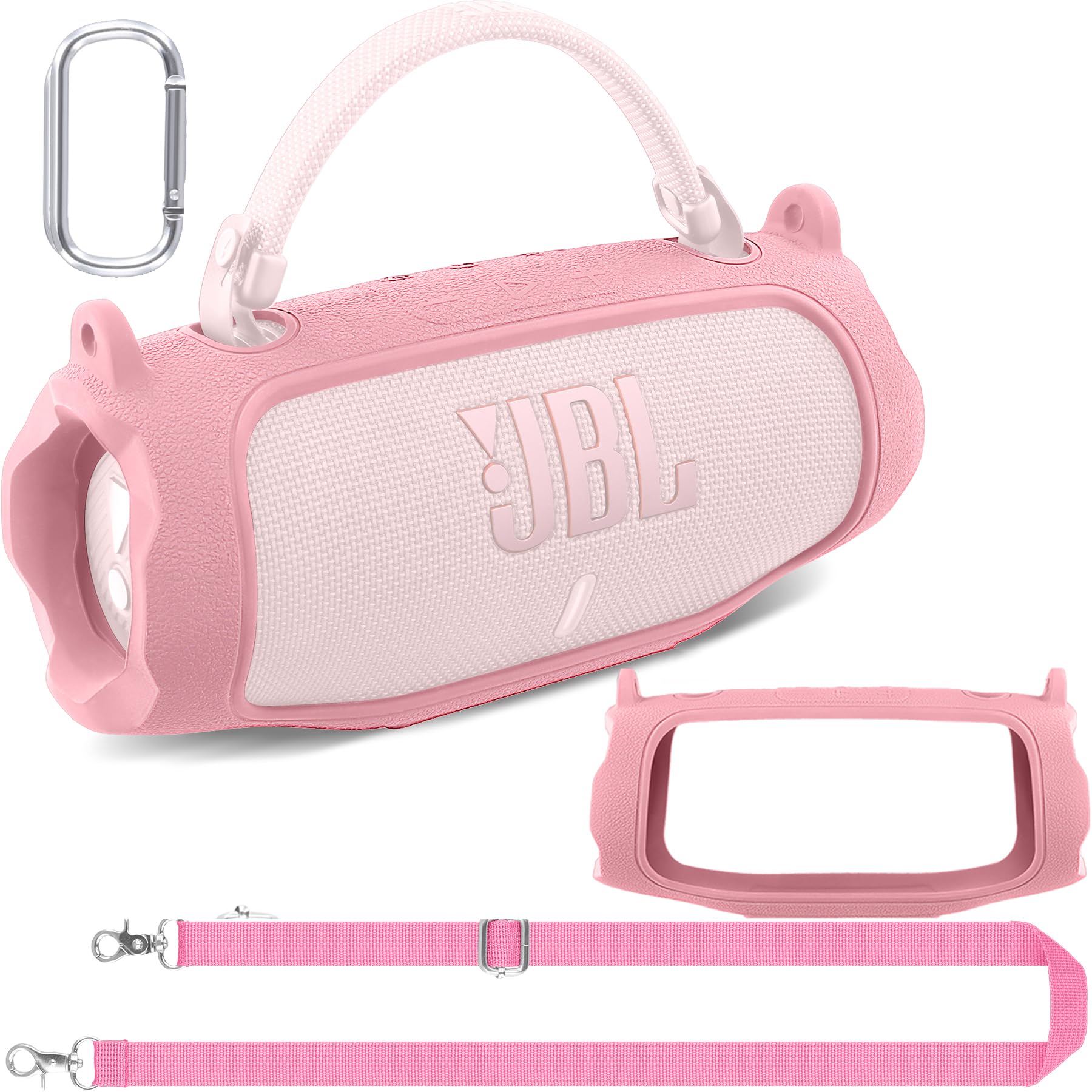 co2CREA Case Silicone for JBL Charge 6 Wireless Portable Bluetooth Speaker, Portable Ultra-light Protective Sleeve with Carabiner and Shoulder Strap
